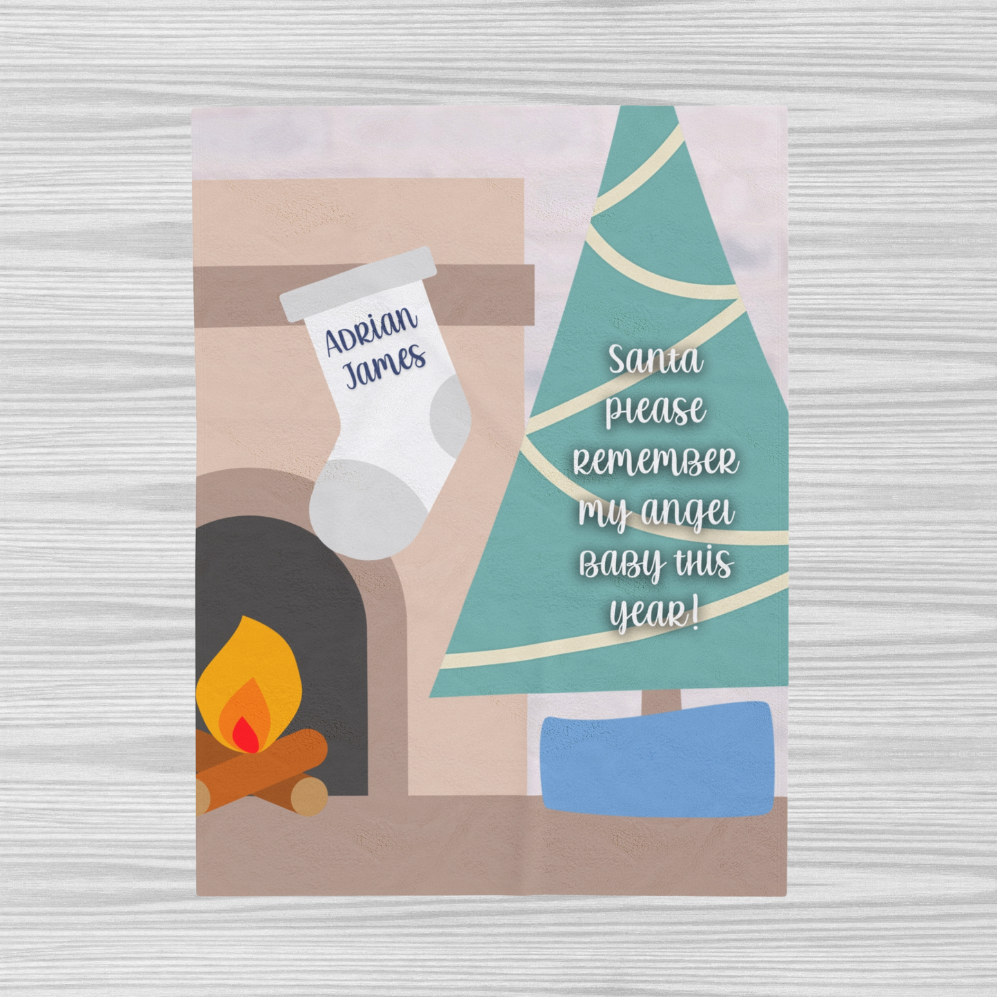 Santa please remember my angel baby w/Tree, Personalizable w/Name—Baby Loss Remembrance (minky velveteen blanket)