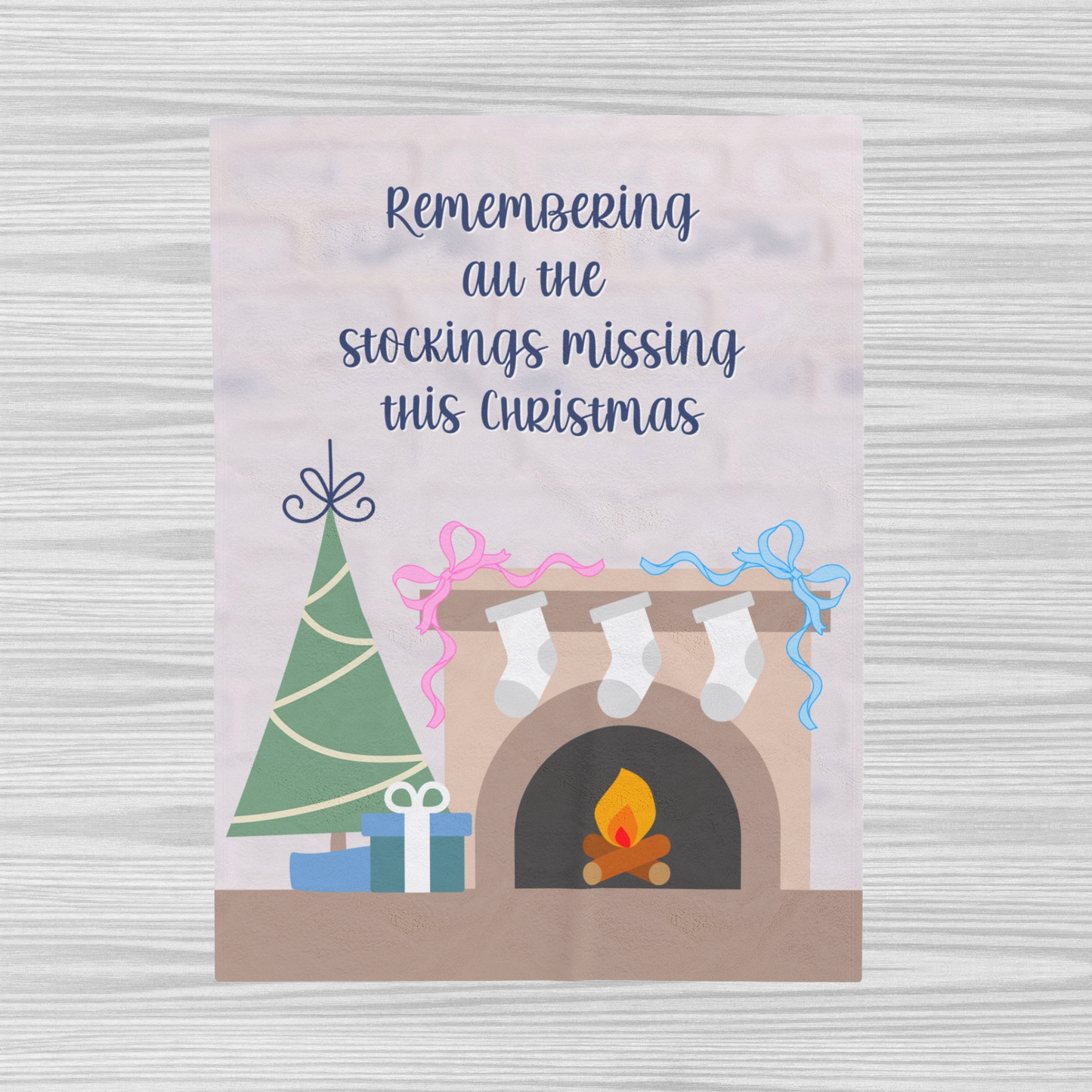 Christmas Tree & Mantle; Remembering all the stockings missing this Christmas—Baby Loss Remembrance (minky velveteen blanket)