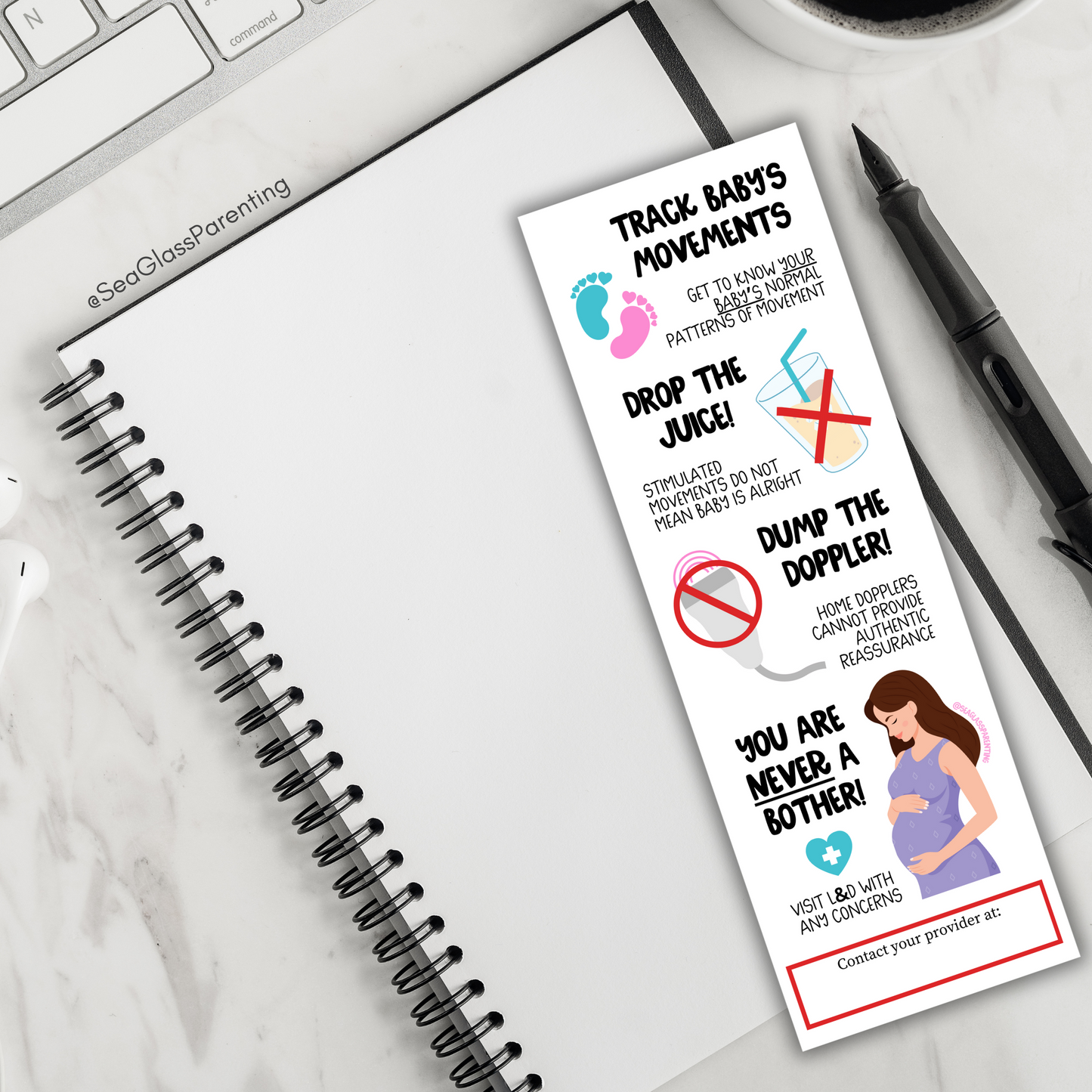 Pregnancy Notes (Bulk Order)—Informed Pregnancy and Stillbirth Prevention (non-laminated bookmark)