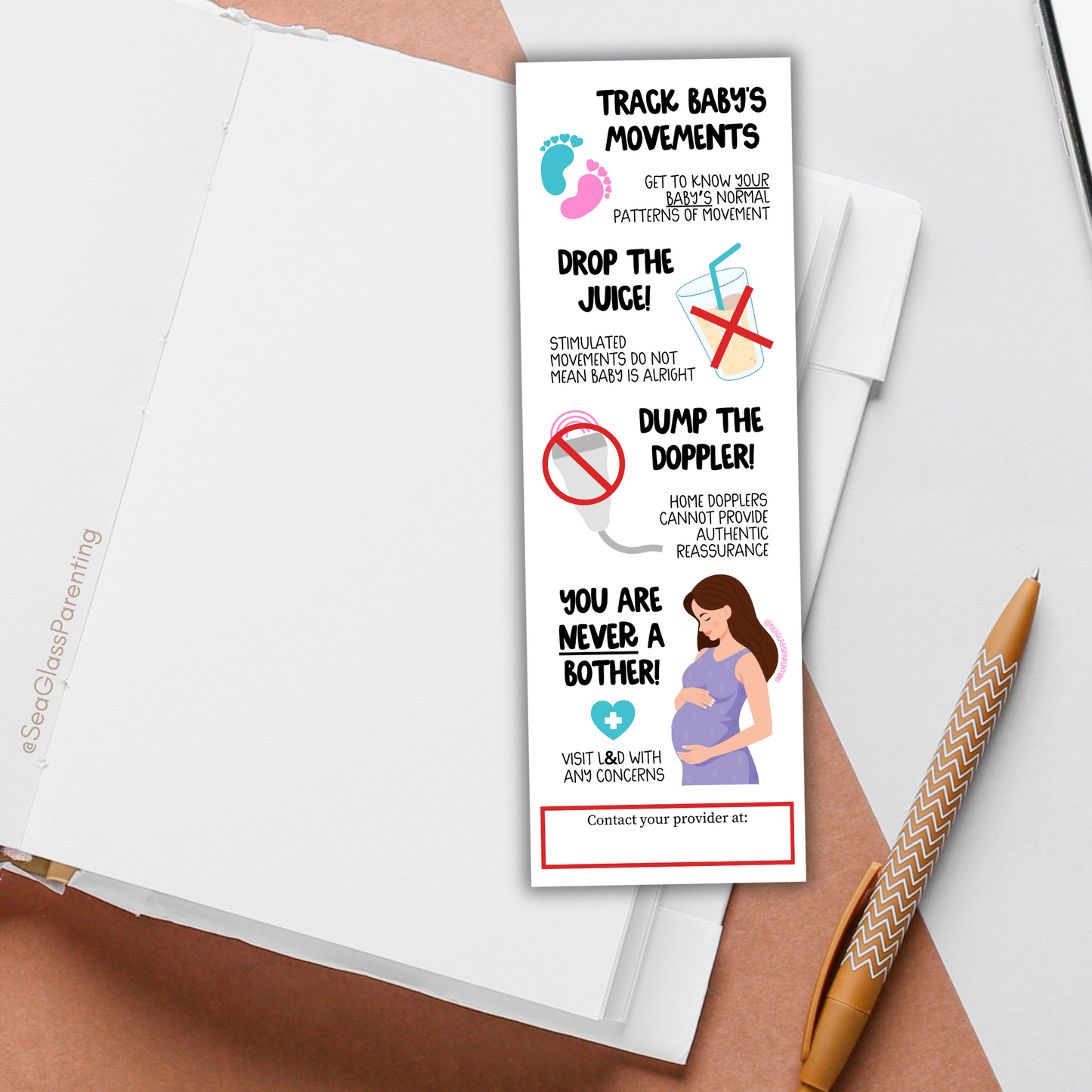Pregnancy Notes (Bulk Order)—Informed Pregnancy and Stillbirth Prevention (non-laminated bookmark)