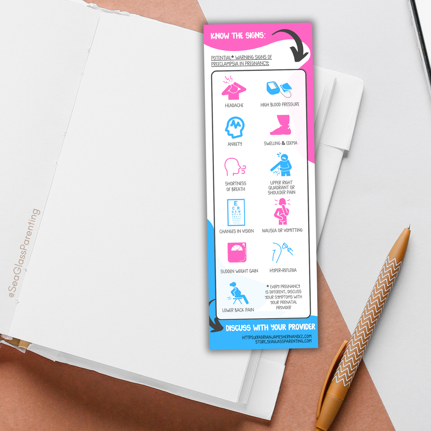 Know the Signs of Preeclampsia (Bulk Order)—Informed Pregnancy and Stillbirth Prevention (non-laminated bookmark)