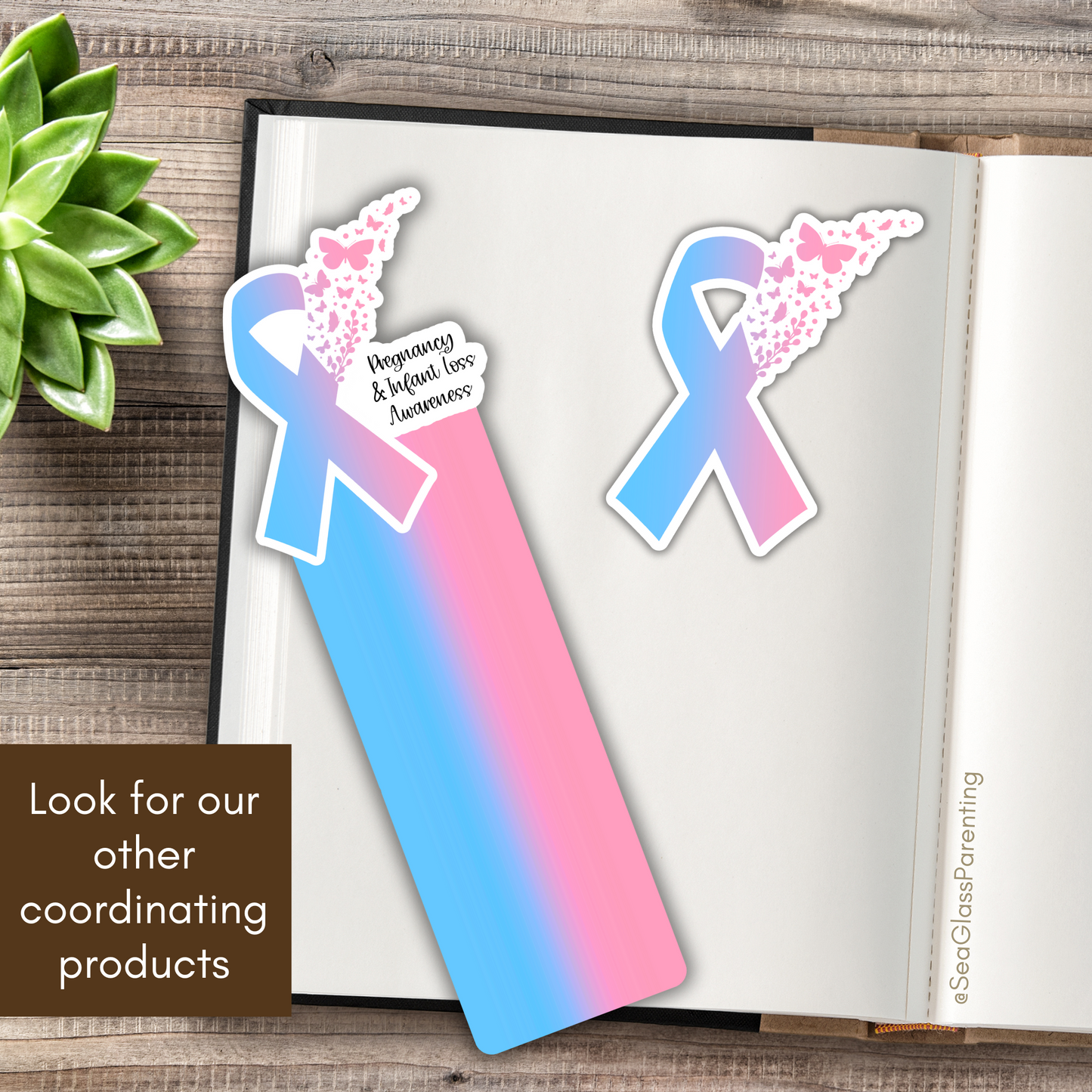 PAIL Awareness Ribbon with Butterflies—Baby Loss Awareness and Remembrance (laminated bookmark)