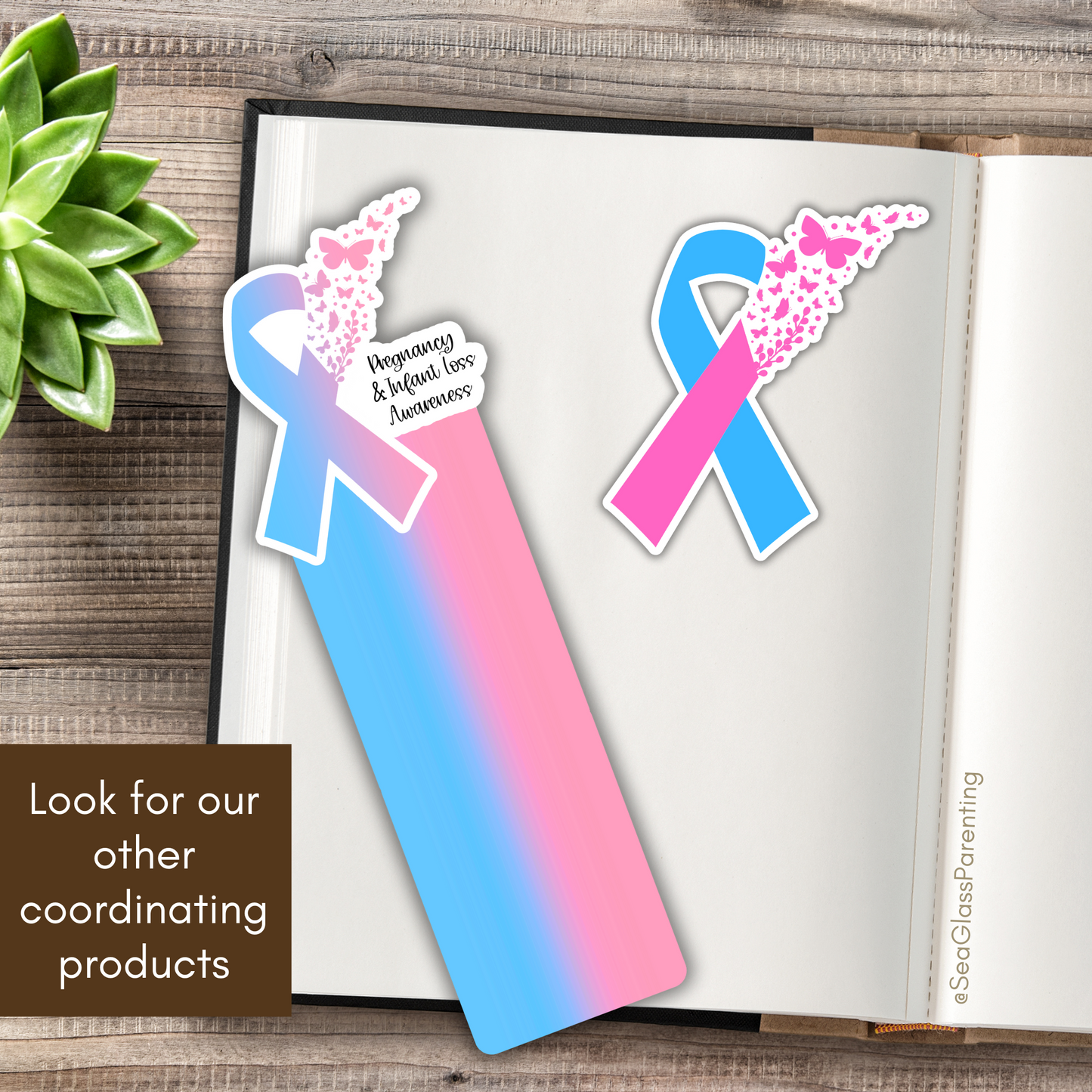 PAIL Awareness Ribbon with Butterflies—Baby Loss Awareness and Remembrance (laminated bookmark)