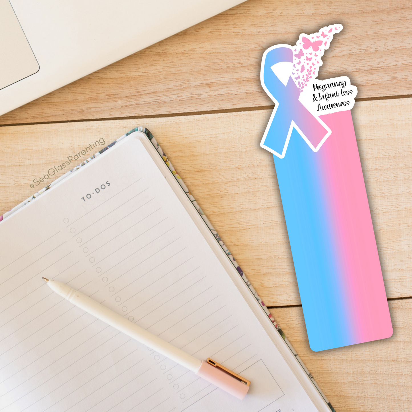 PAIL Awareness Ribbon with Butterflies—Baby Loss Awareness and Remembrance (laminated bookmark)