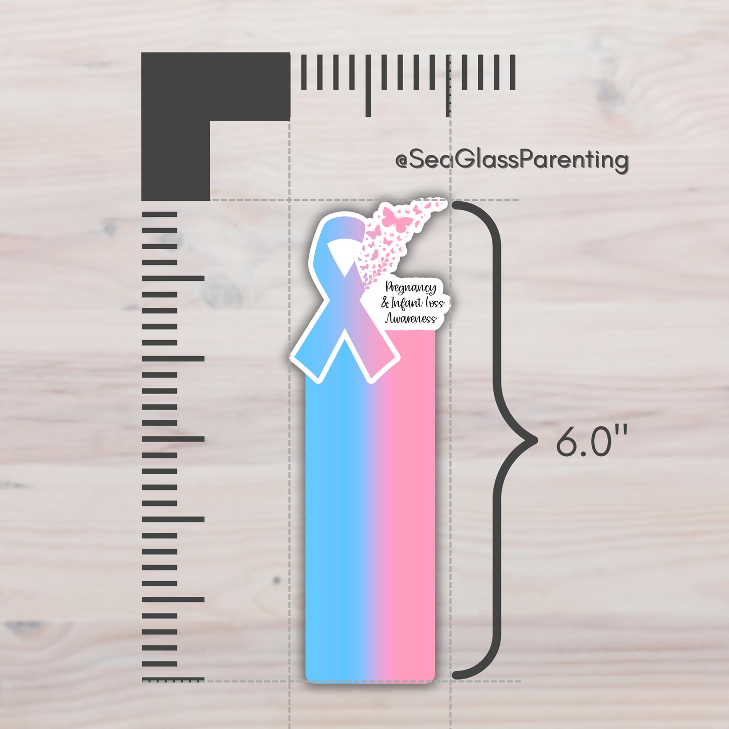 PAIL Awareness Ribbon with Butterflies—Baby Loss Awareness and Remembrance (laminated bookmark)