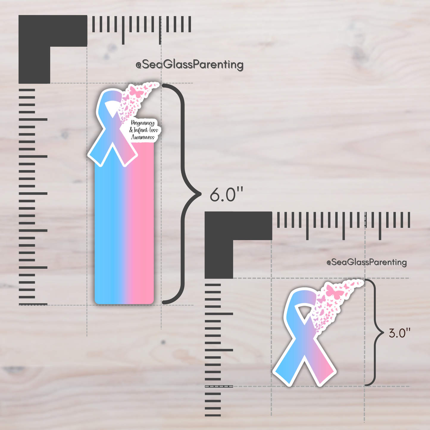 PAIL Awareness Ribbon with Butterflies—Baby Loss Awareness and Remembrance (laminated bookmark)