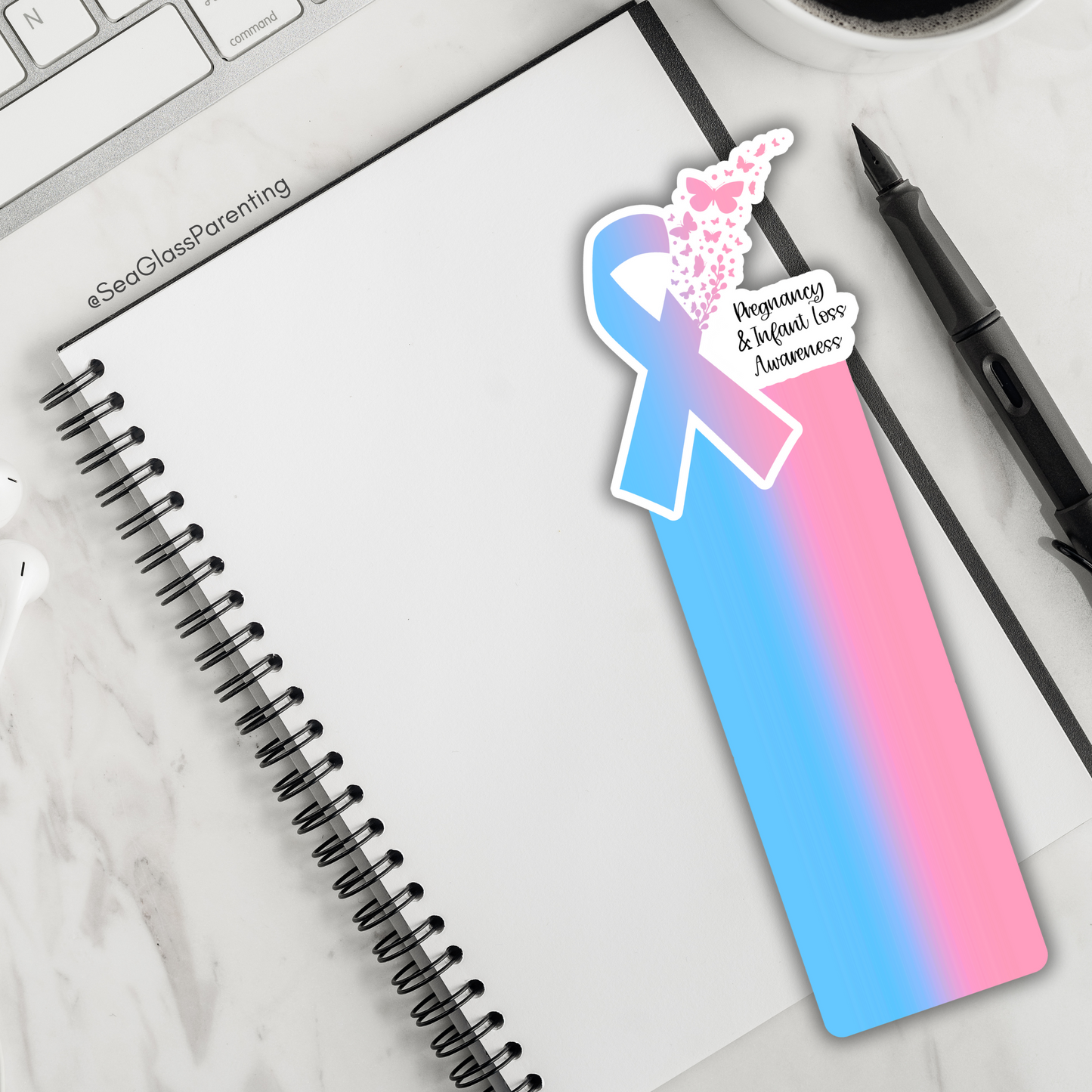 PAIL Awareness Ribbon with Butterflies—Baby Loss Awareness and Remembrance (laminated bookmark)