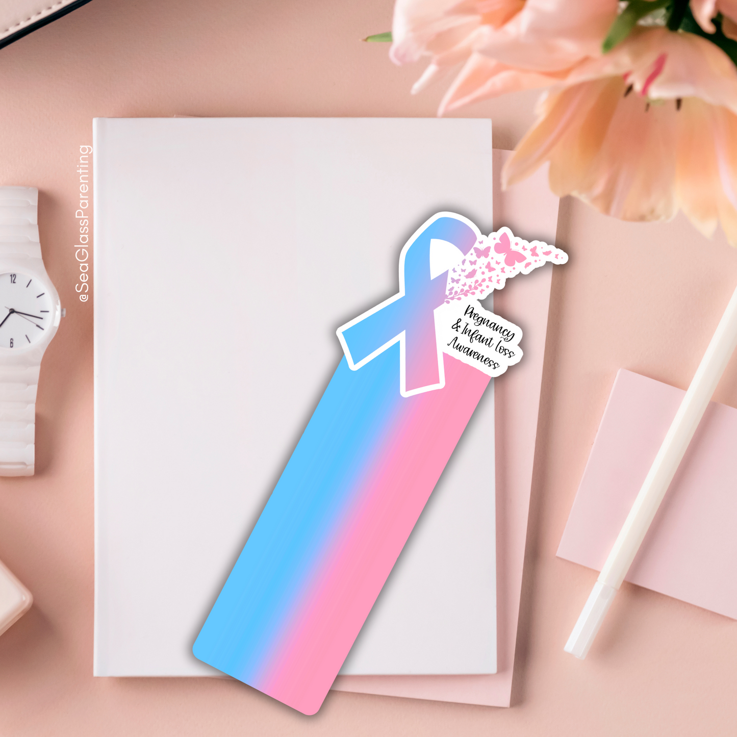 PAIL Awareness Ribbon with Butterflies—Baby Loss Awareness and Remembrance (laminated bookmark)