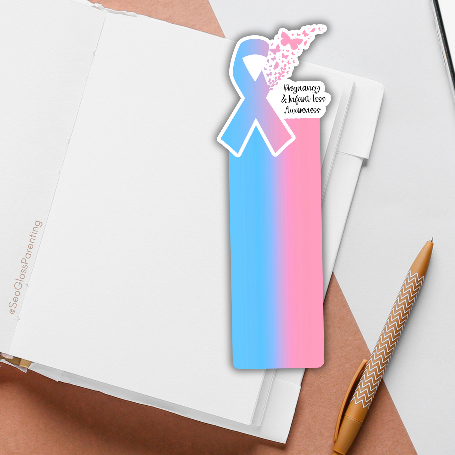PAIL Awareness Ribbon with Butterflies—Baby Loss Awareness and Remembrance (laminated bookmark)
