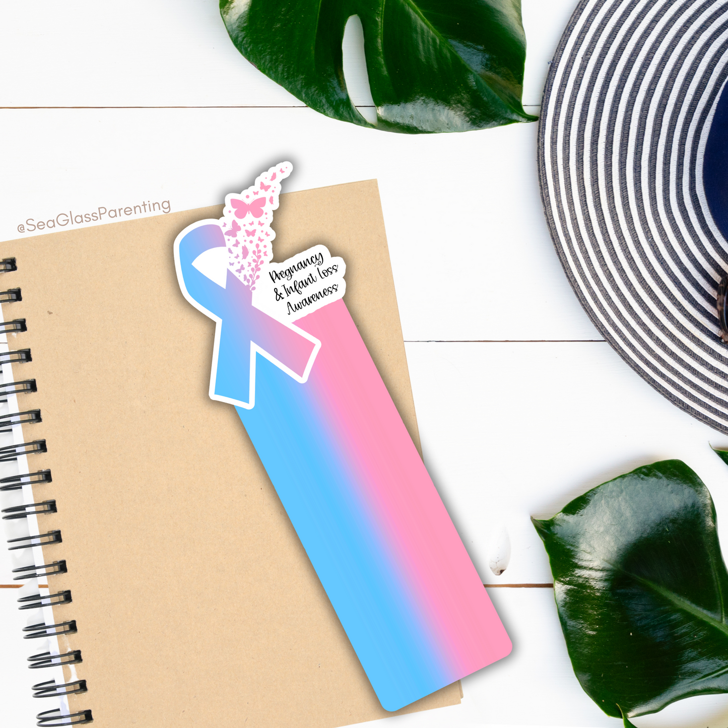 PAIL Awareness Ribbon with Butterflies—Baby Loss Awareness and Remembrance (laminated bookmark)
