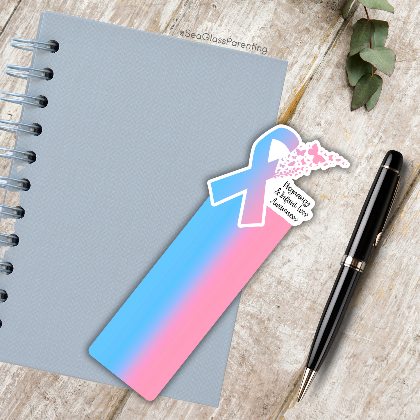 PAIL Awareness Ribbon with Butterflies—Baby Loss Awareness and Remembrance (laminated bookmark)
