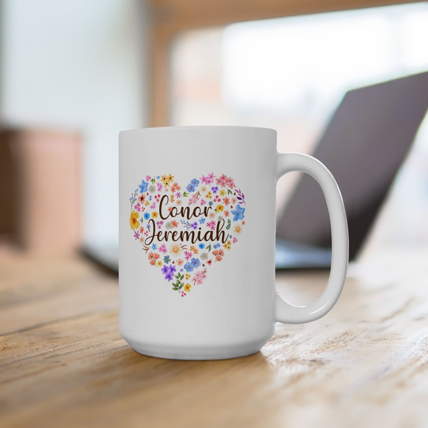 Floral Heart Personalized w/Child's Name—Baby Loss Remembrance (ceramic coffee mug)