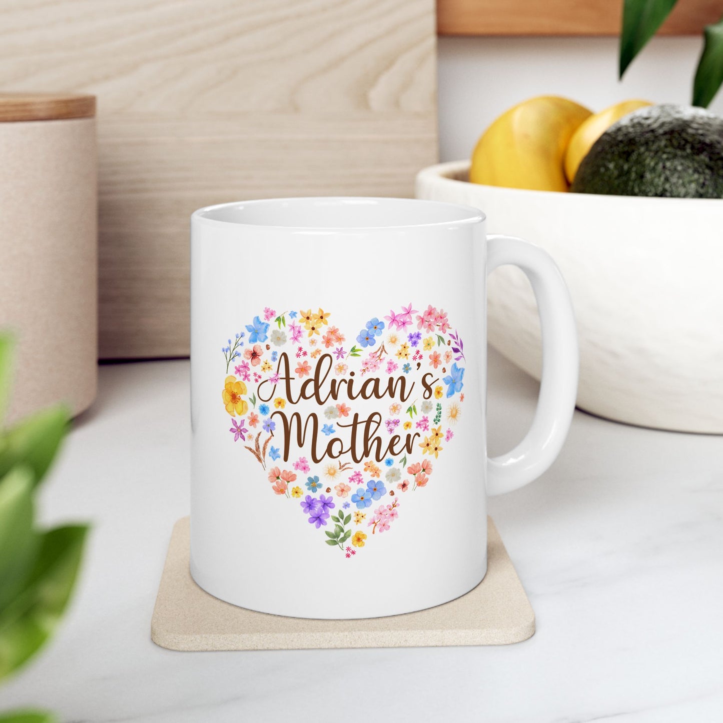 Floral Heart Personalized w/Child's Name—Baby Loss Remembrance (ceramic coffee mug)