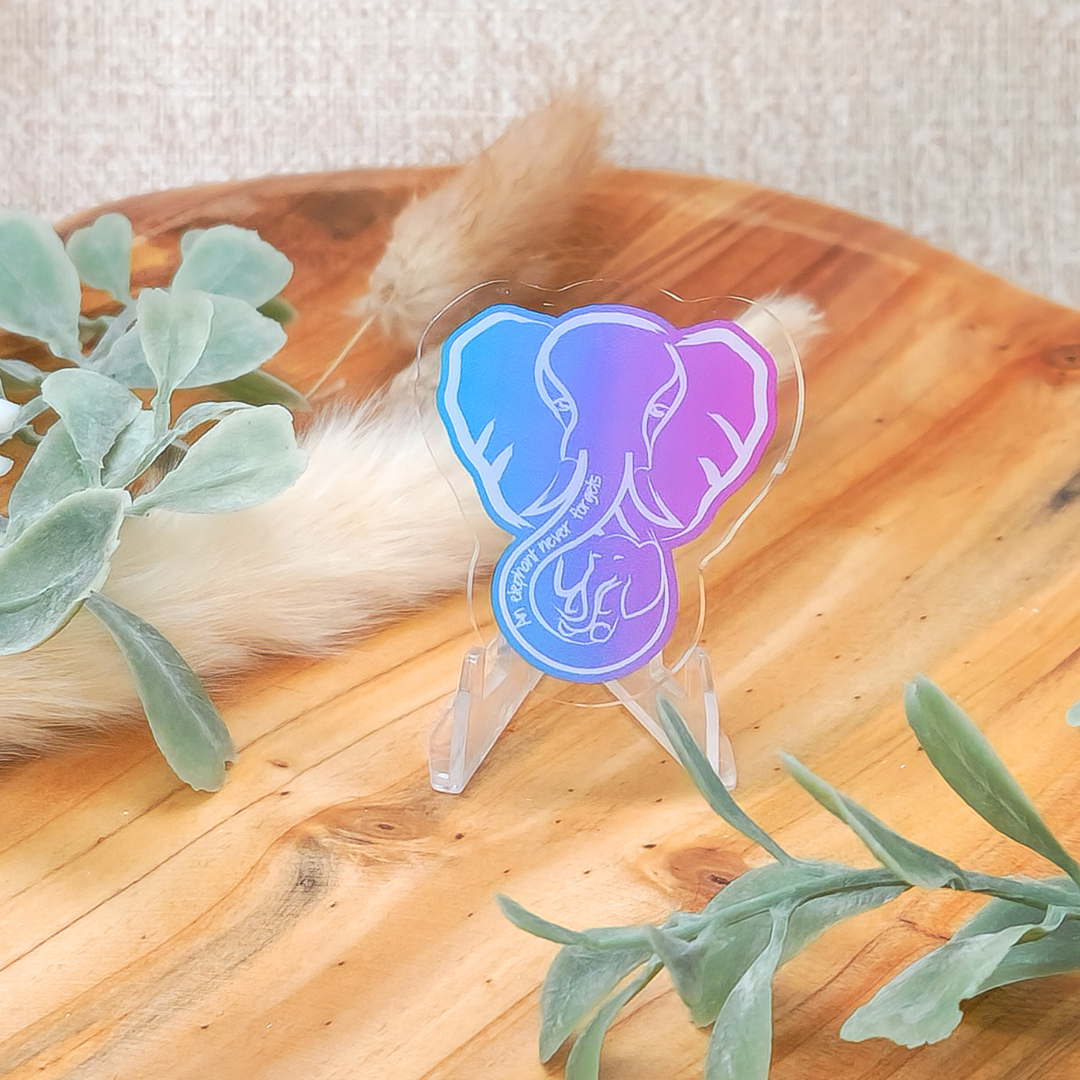 An elephant never forgets; Mama and Baby Elephant—Baby Loss Remembrance (acrylic pin)