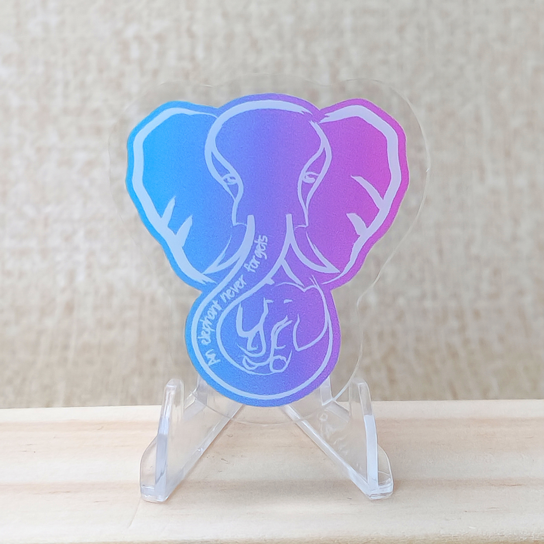 An elephant never forgets; Mama and Baby Elephant—Baby Loss Remembrance (acrylic pin)