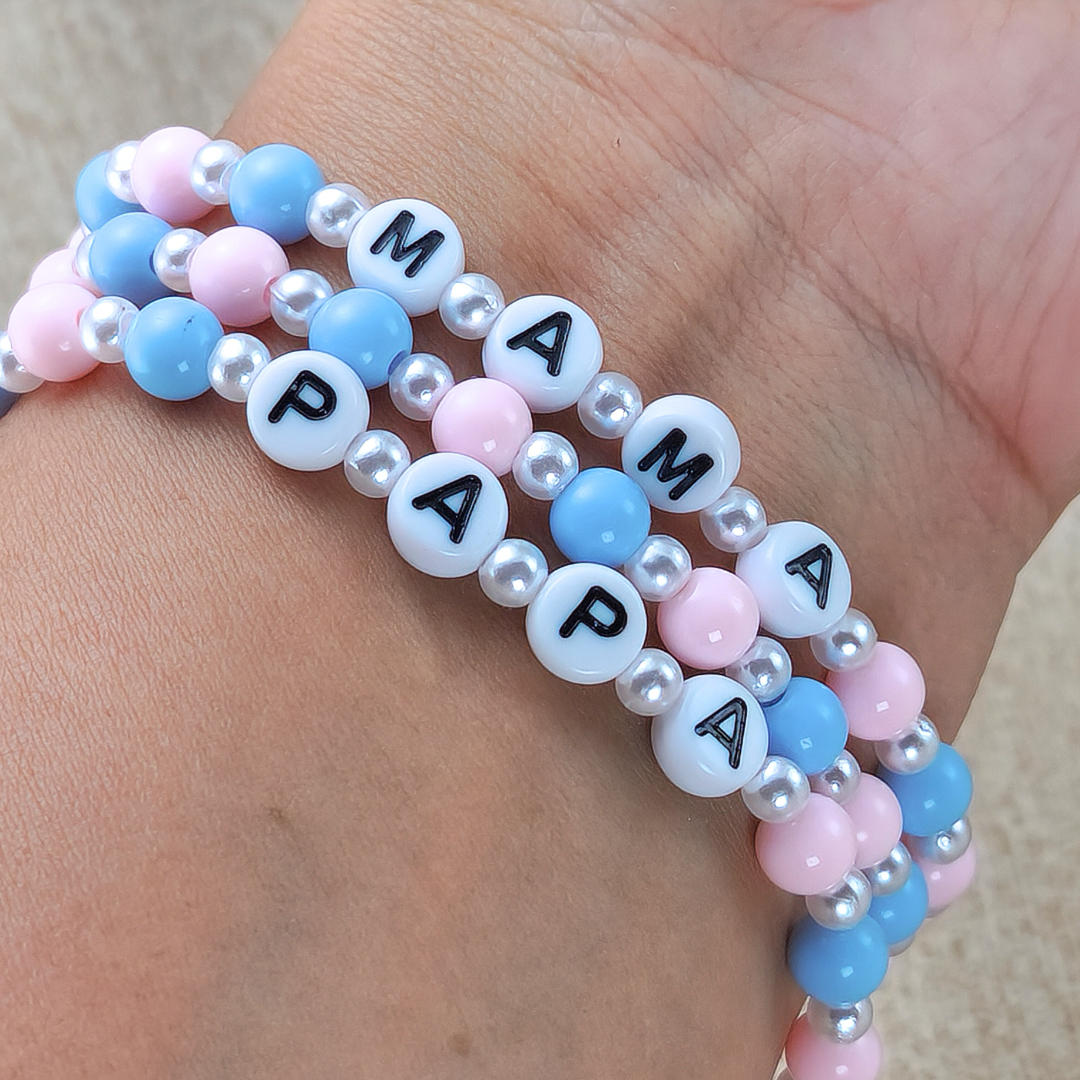 Pale Pink and Blue Beaded Bracelets, Personalized w/Child's Name or Affirmation—Baby Loss Awareness & Remembrance (awareness jewelry)