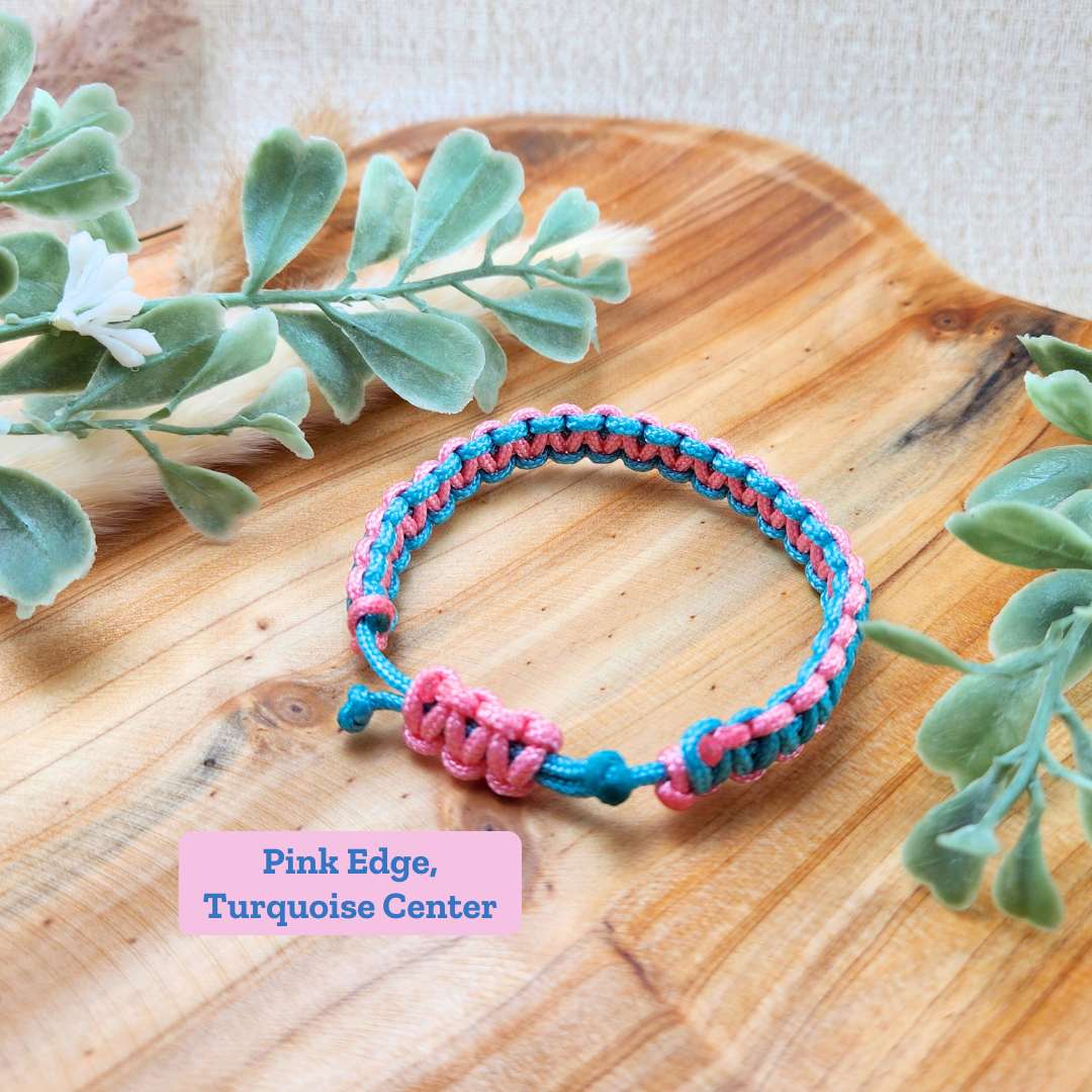 PAIL Pink and Blue Paracord Bracelet—Baby Loss Awareness & Remembrance (awareness jewelry)