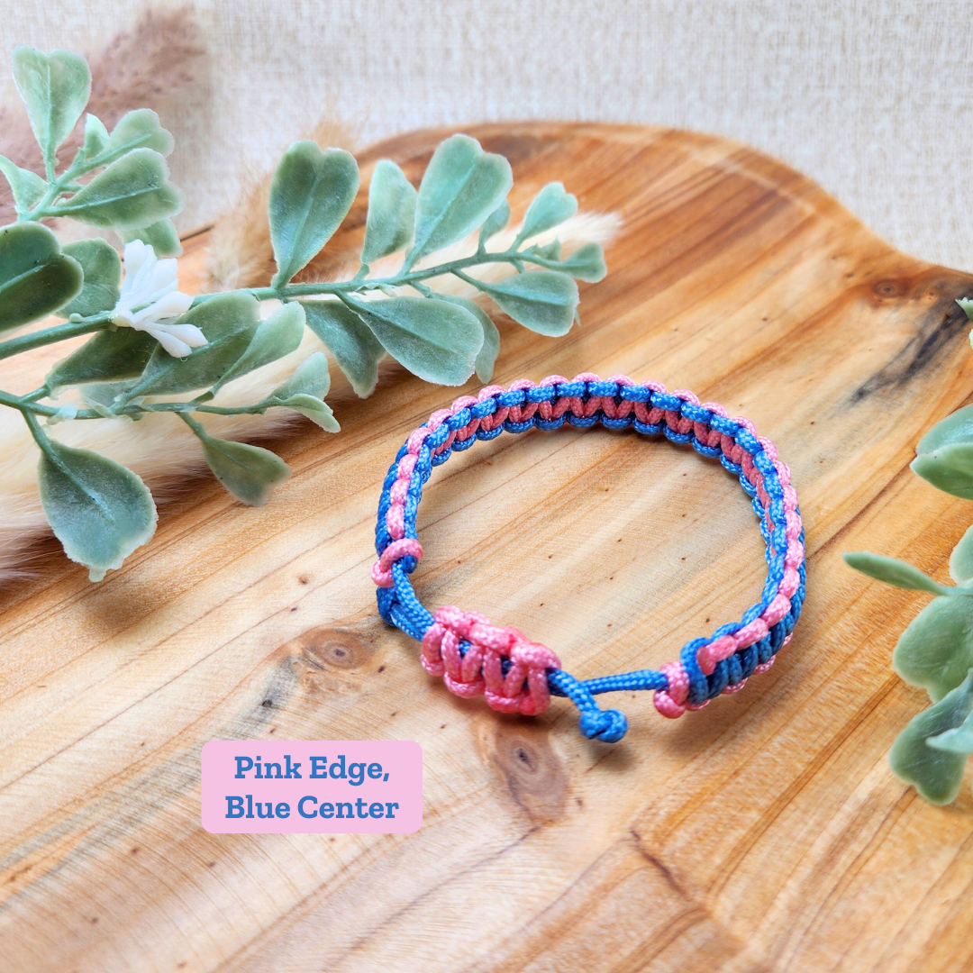 PAIL Pink and Blue Paracord Bracelet—Baby Loss Awareness & Remembrance (awareness jewelry)