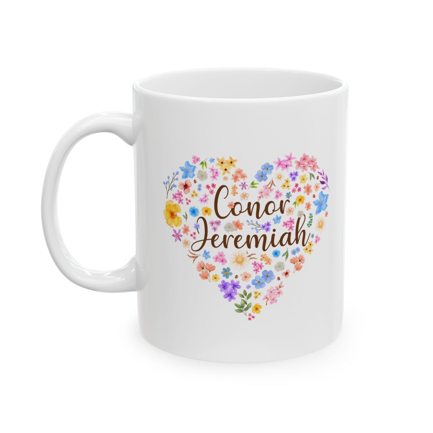 Floral Heart Personalized w/Child's Name—Baby Loss Remembrance (ceramic coffee mug)
