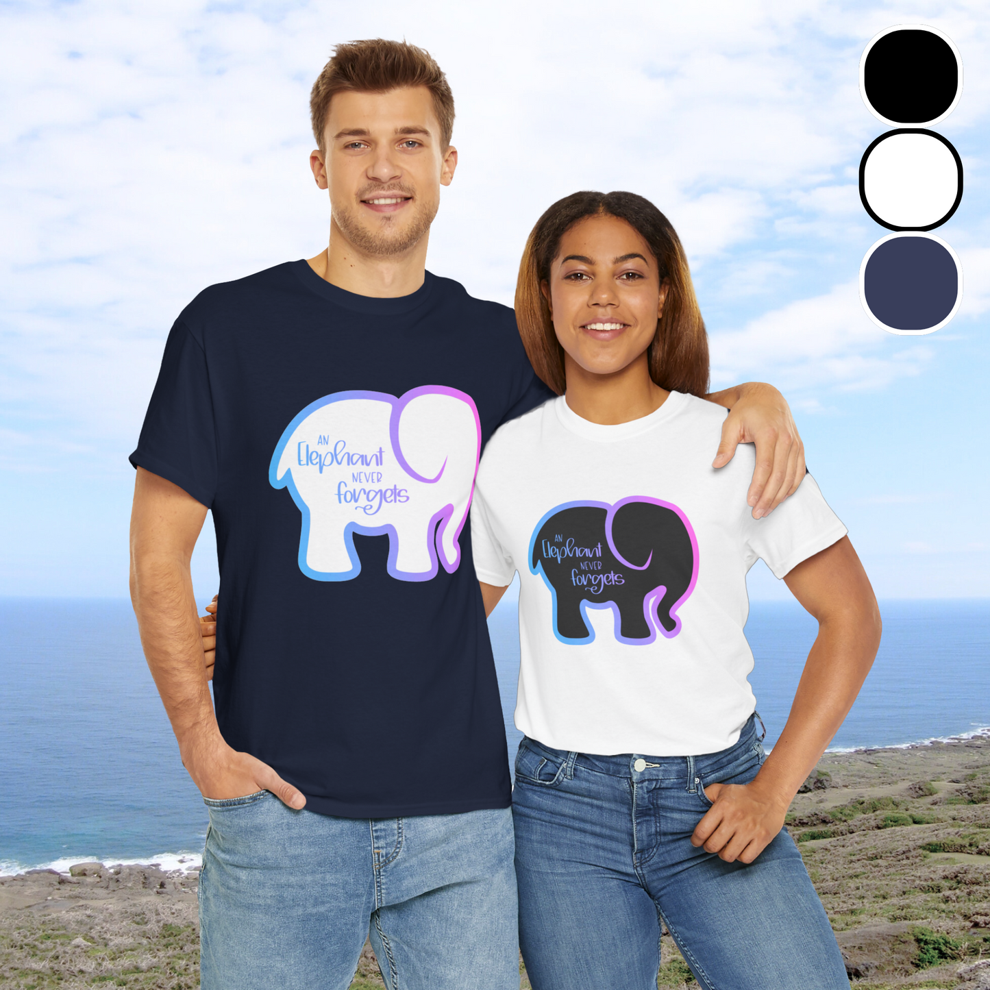Simple Elephant Never Forgets—Baby Loss Remembrance (unisex t-shirt)