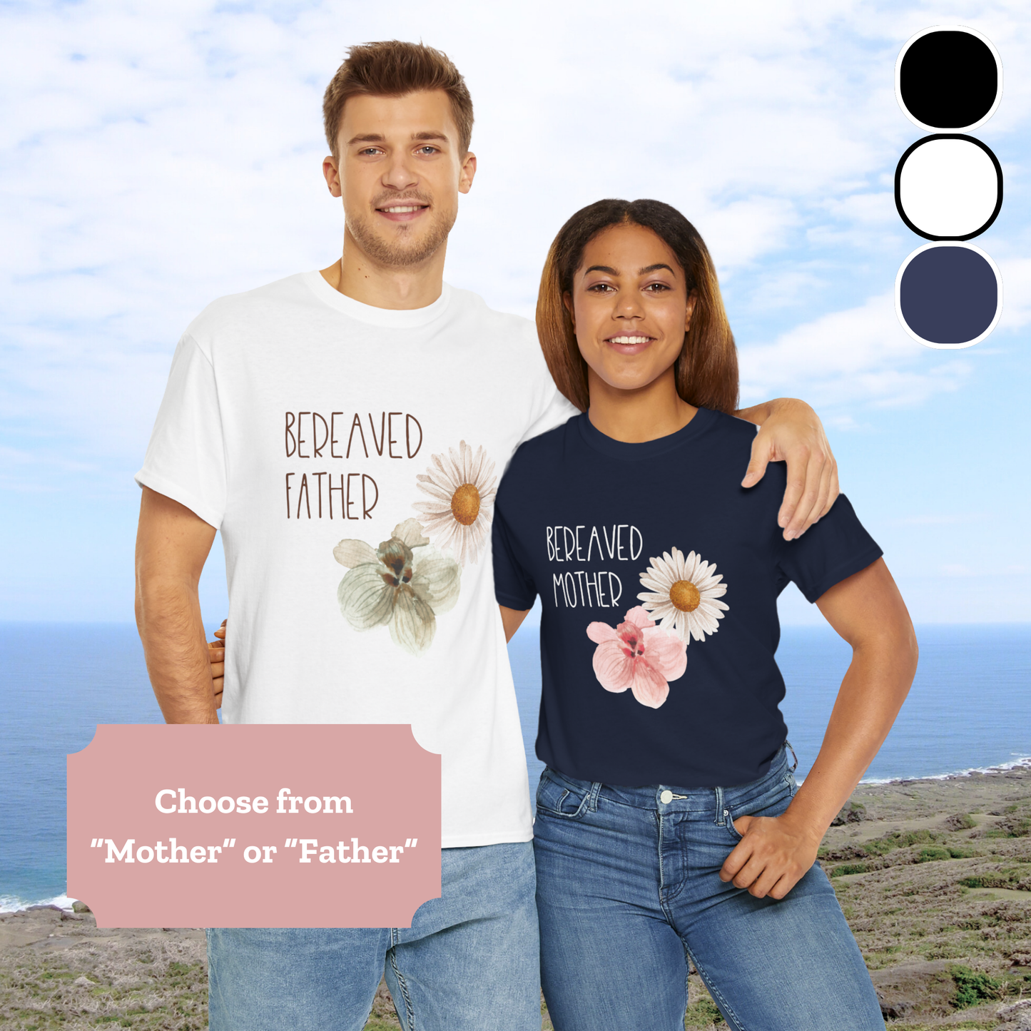 Gold Florals Bereaved Mother/Father—Baby Loss Remembrance (unisex t-shirt)