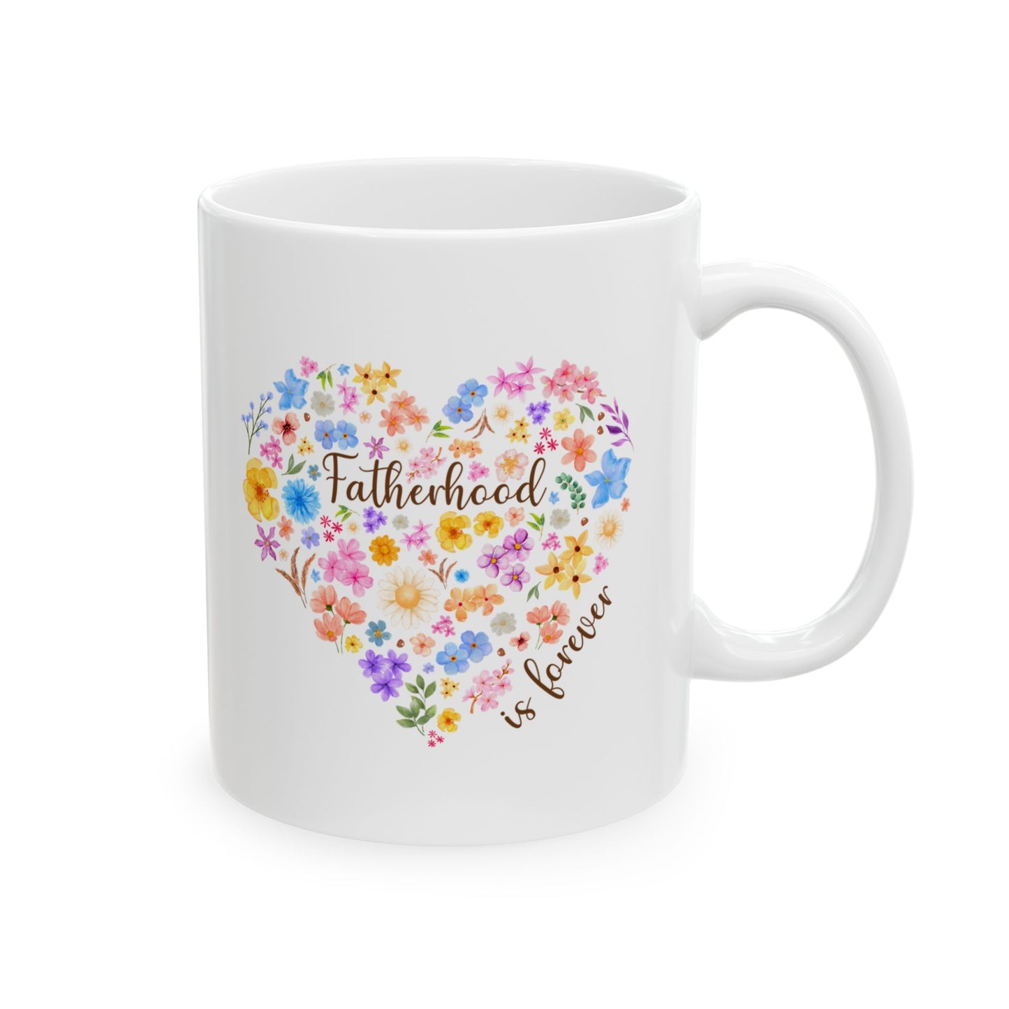 Floral Heart Motherhood/Fatherhood is Forever—Baby Loss Remembrance (ceramic coffee mug)