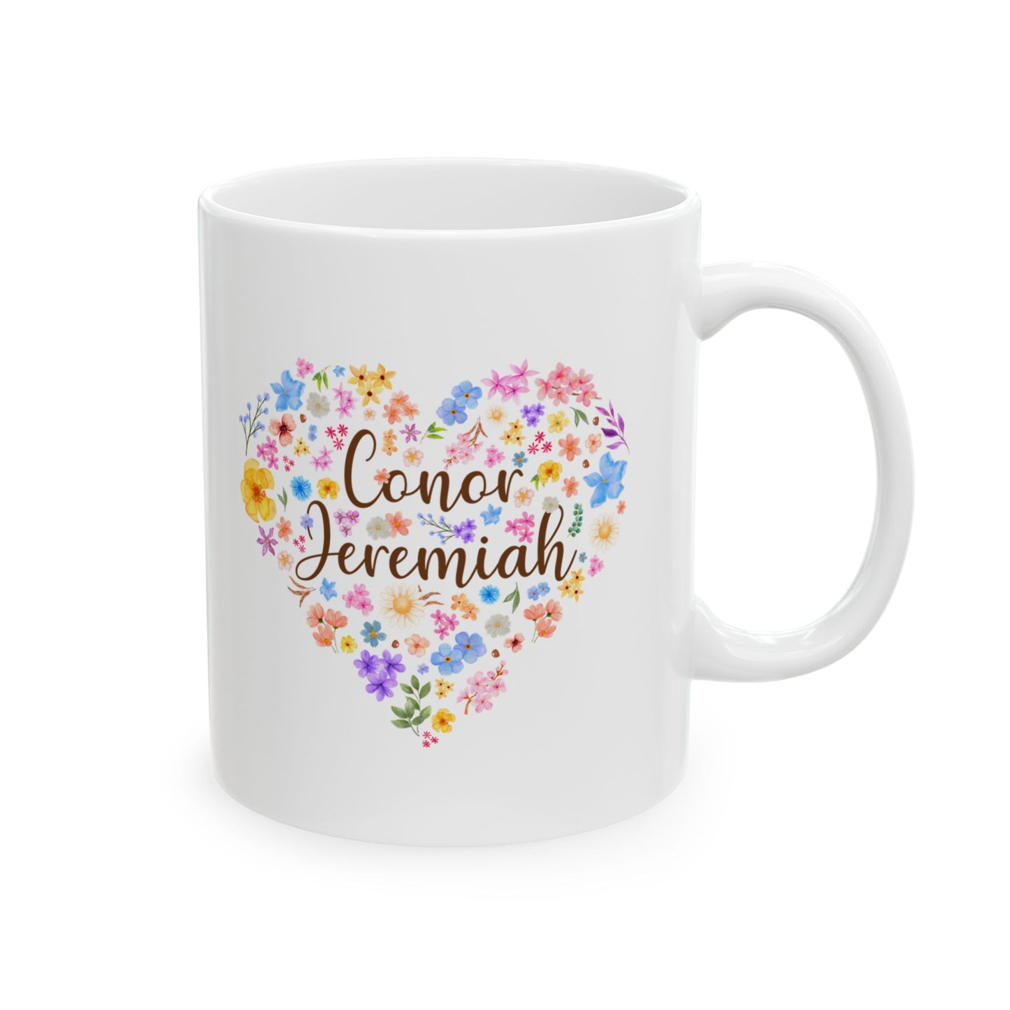 Floral Heart Personalized w/Child's Name—Baby Loss Remembrance (ceramic coffee mug)
