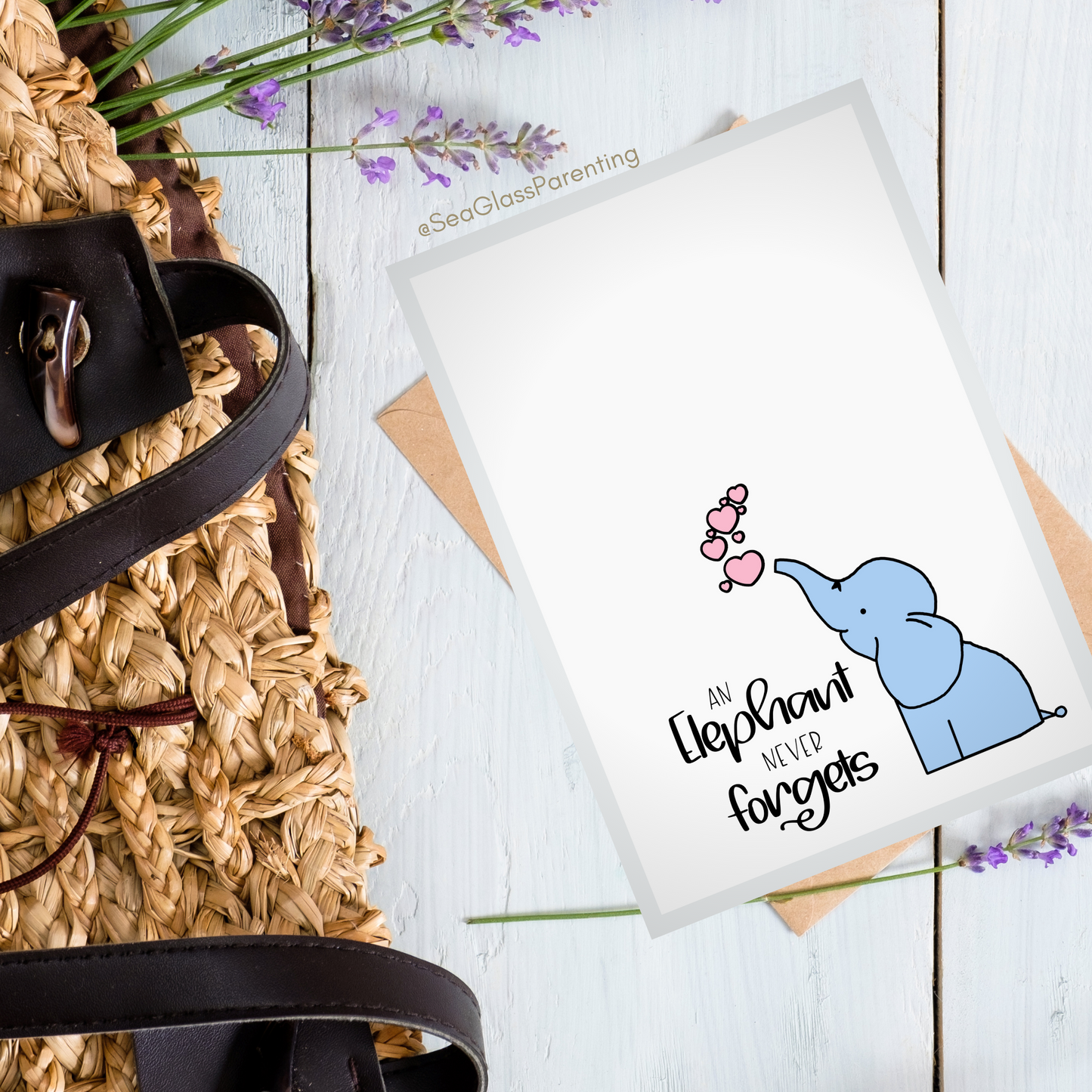 Cartoon Elephant Never Forgets—Baby Loss Sympathy & Remembrance (greeting card)