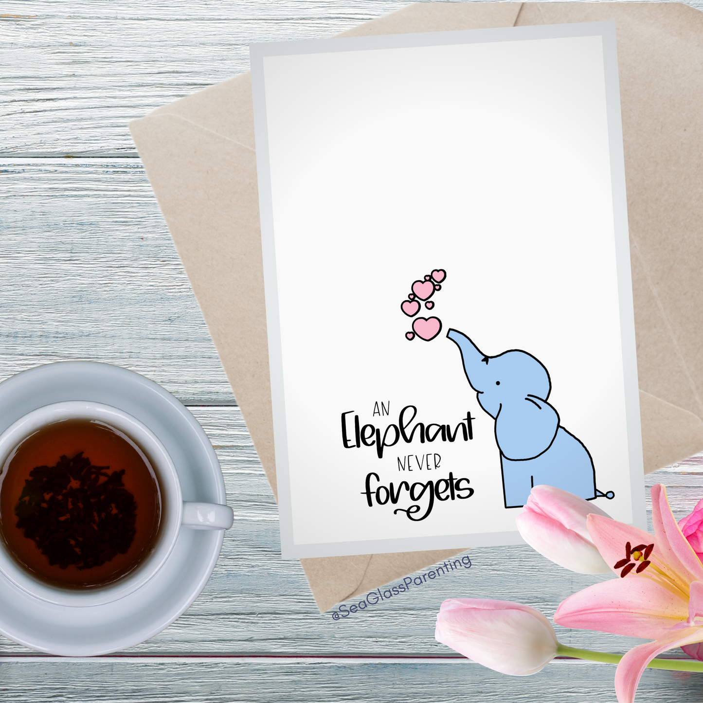 Cartoon Elephant Never Forgets—Baby Loss Sympathy & Remembrance (greeting card)