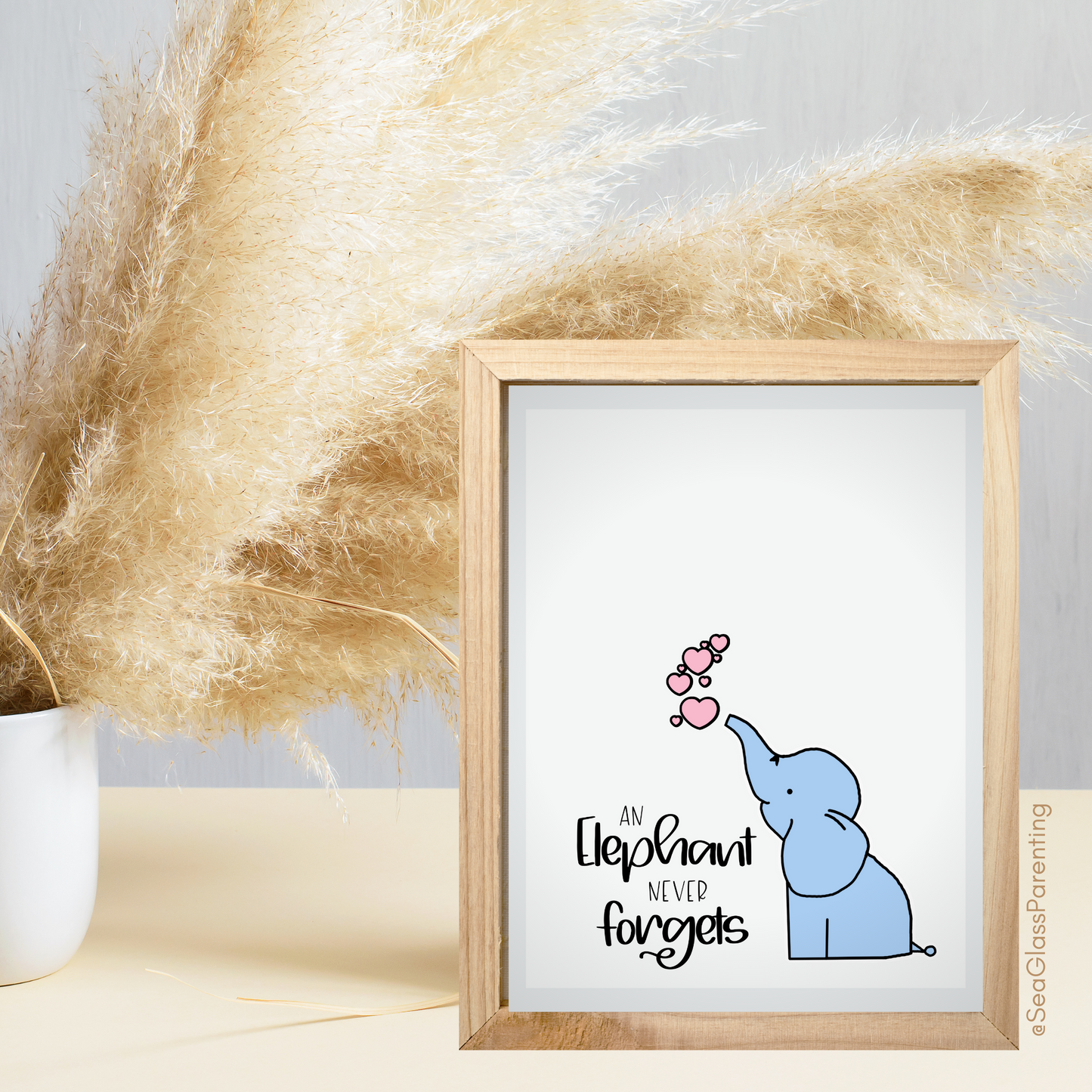 Cartoon Elephant Never Forgets—Baby Loss Sympathy & Remembrance (greeting card)