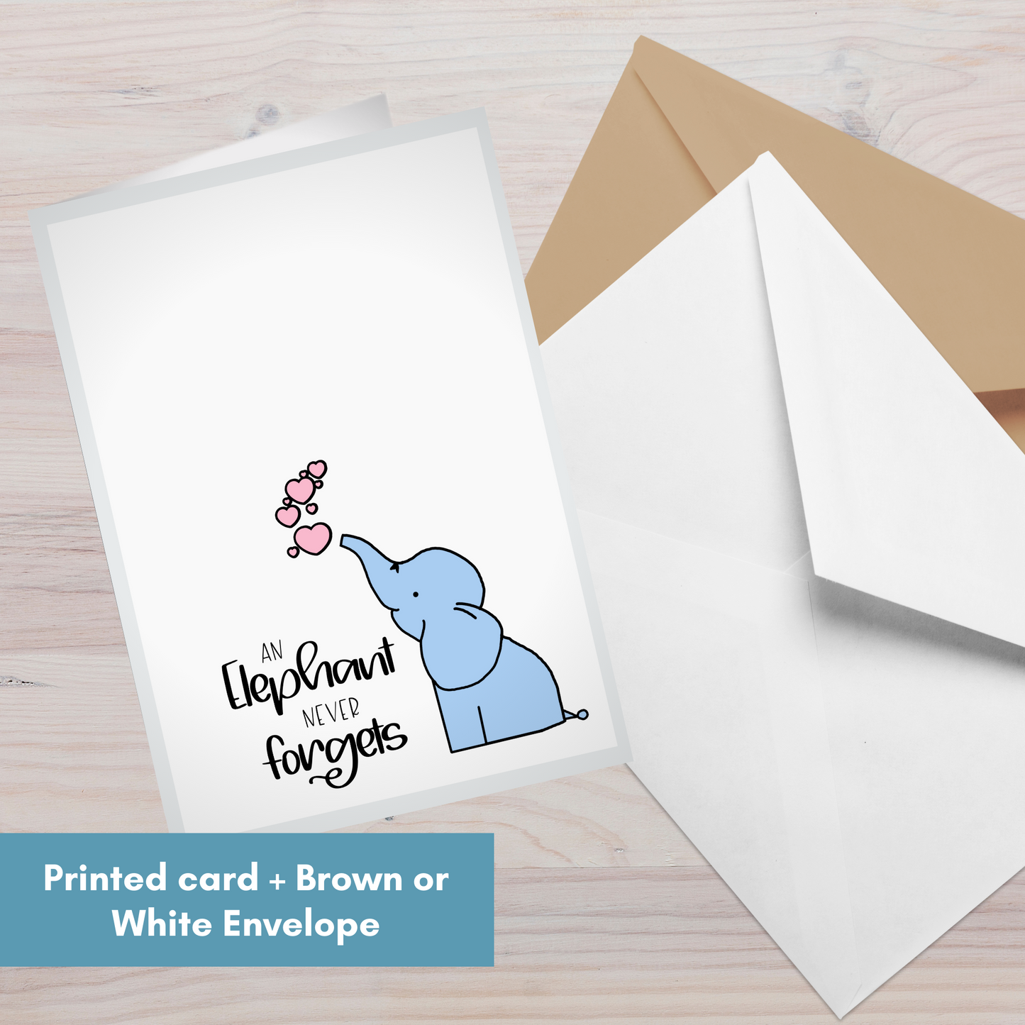 Cartoon Elephant Never Forgets—Baby Loss Sympathy & Remembrance (greeting card)