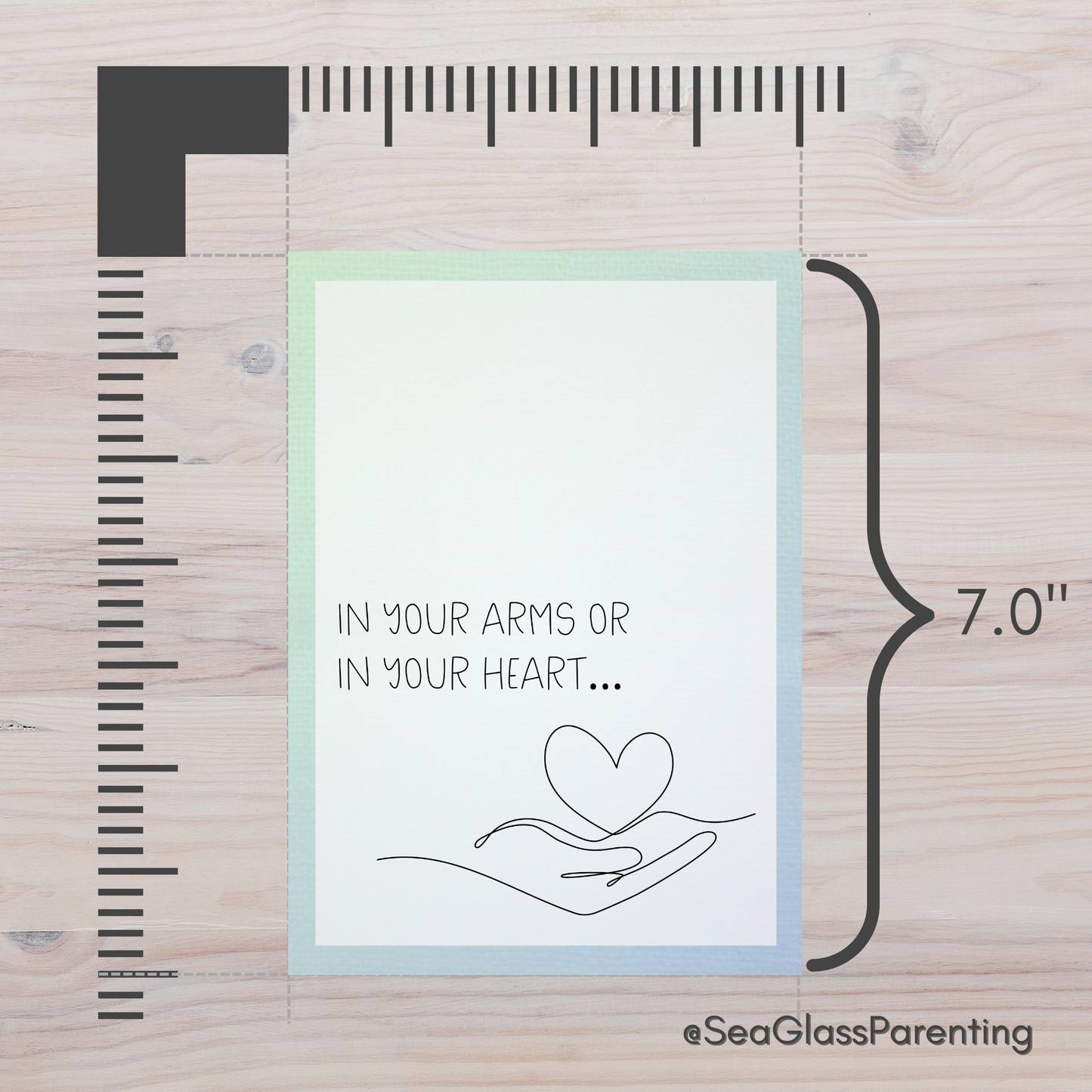 In Your Arms or in Your Heart, Honoring your Motherhood/Fatherhood w/Line Art Hand with Heart—Mothers Day, Fathers Day (greeting card)