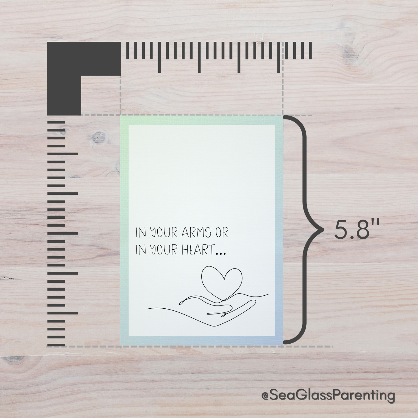 In Your Arms or in Your Heart, Honoring your Motherhood/Fatherhood w/Line Art Hand with Heart—Mothers Day, Fathers Day (greeting card)