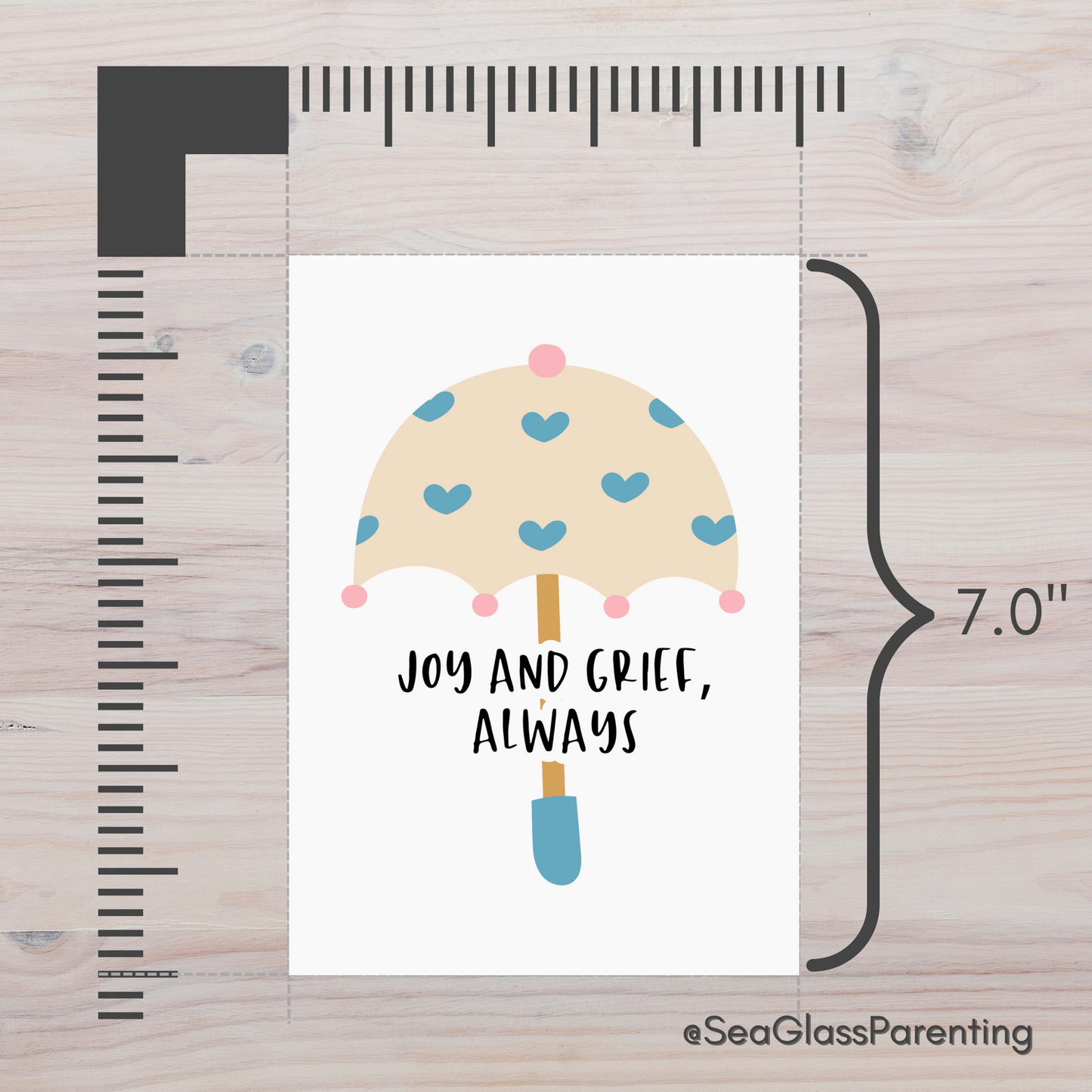 Joy and Grief, Always w/Heart Umbrella—Grief and Loss Support (greeting card)