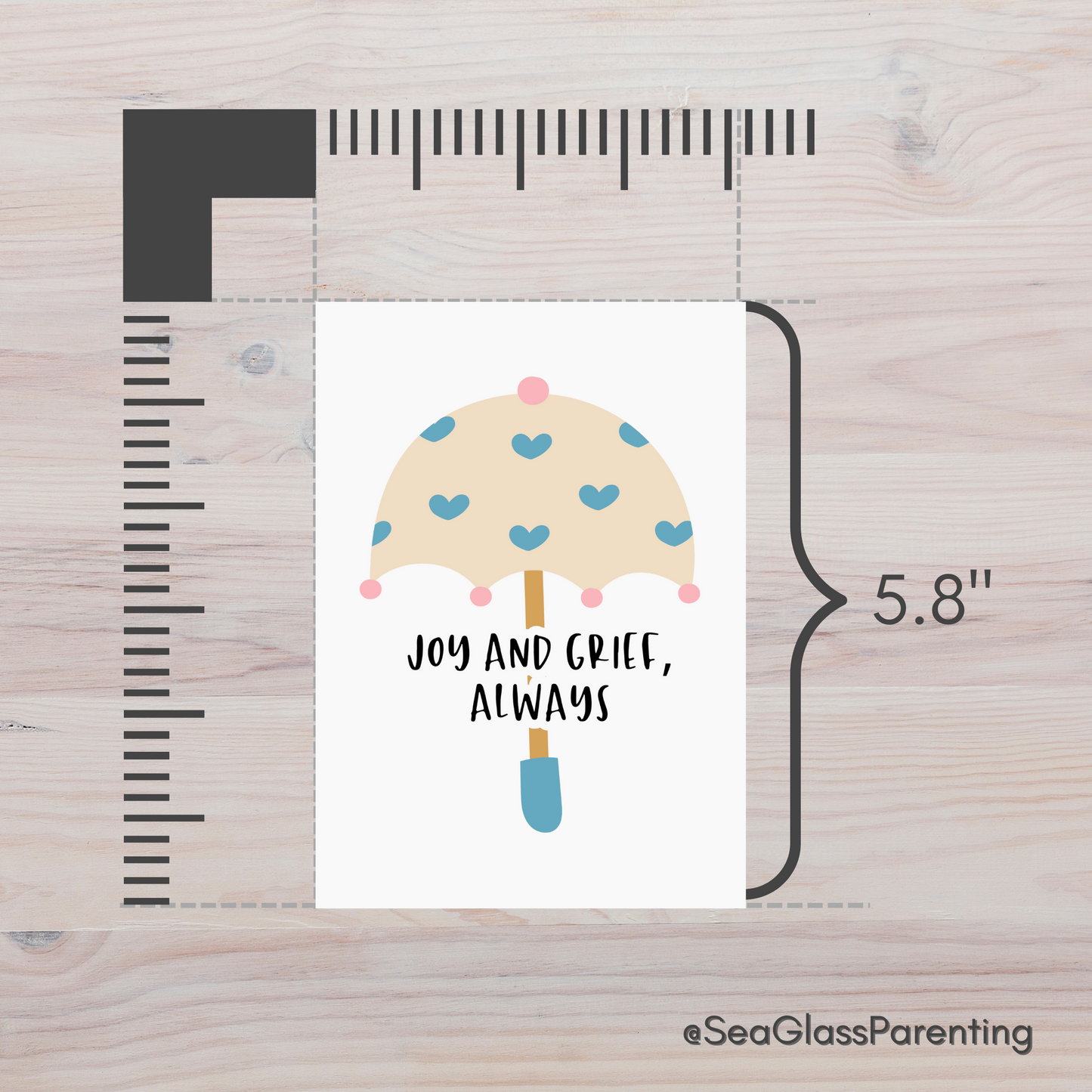 Joy and Grief, Always w/Heart Umbrella—Grief and Loss Support (greeting card)