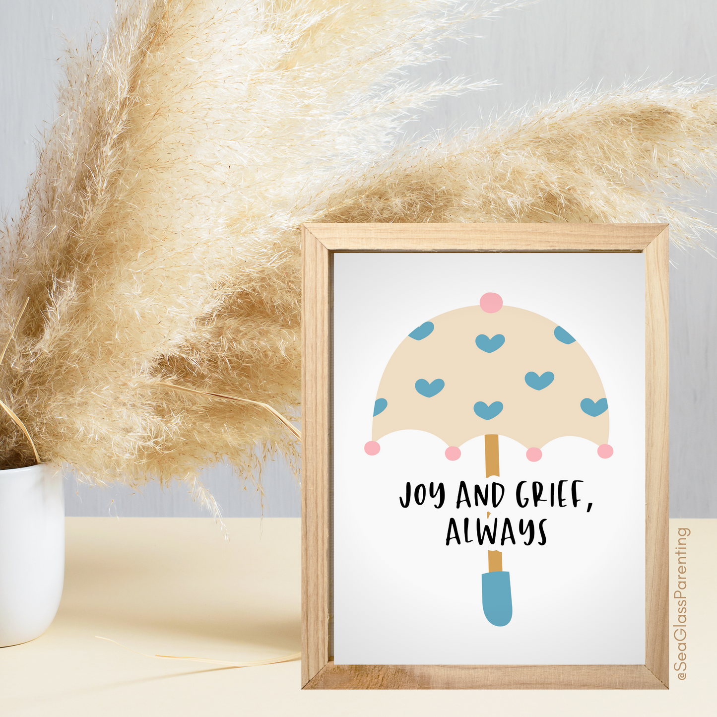 Joy and Grief, Always w/Heart Umbrella—Grief and Loss Support (greeting card)