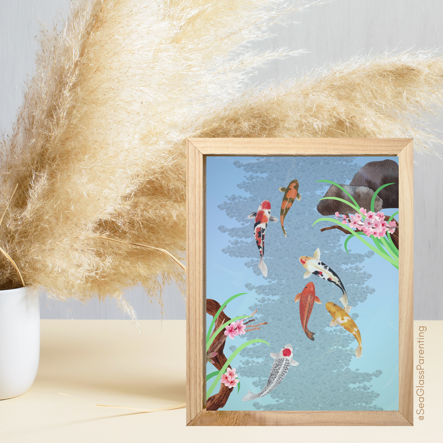 Koi Fish Swimming—Blank Inside Nature Scenery (greeting card)