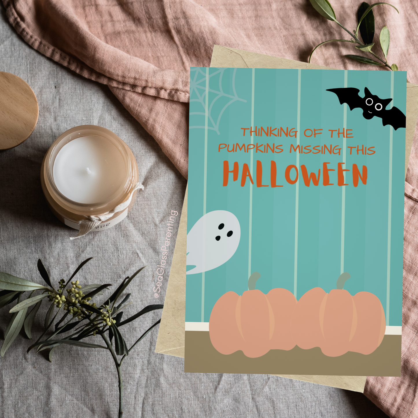 Orange Pumpkins, Thinking of the Pumpkins Missing this Halloween—Baby Loss Remembrance (greeting card)