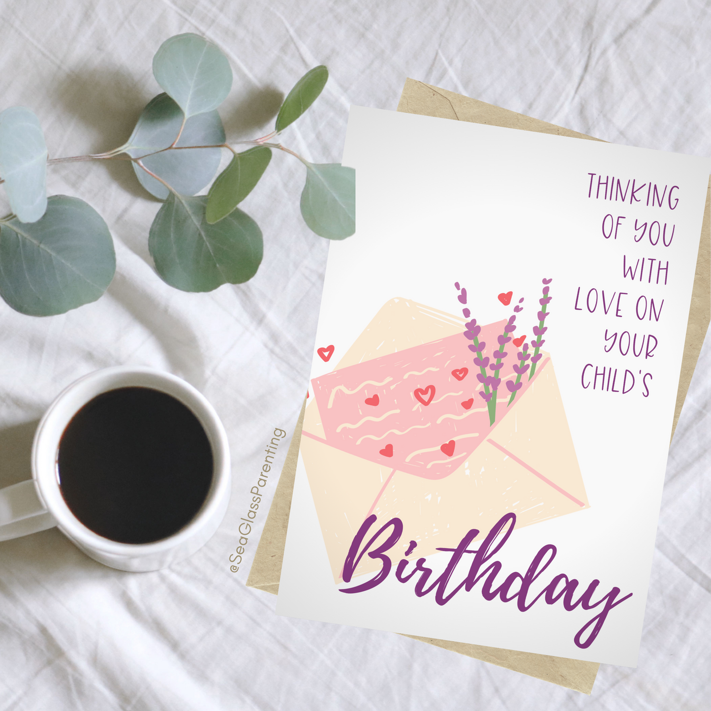 Floral Envelope, Thinking of You with Love on Your Child's Birthday—Baby Loss Birthday (greeting card)