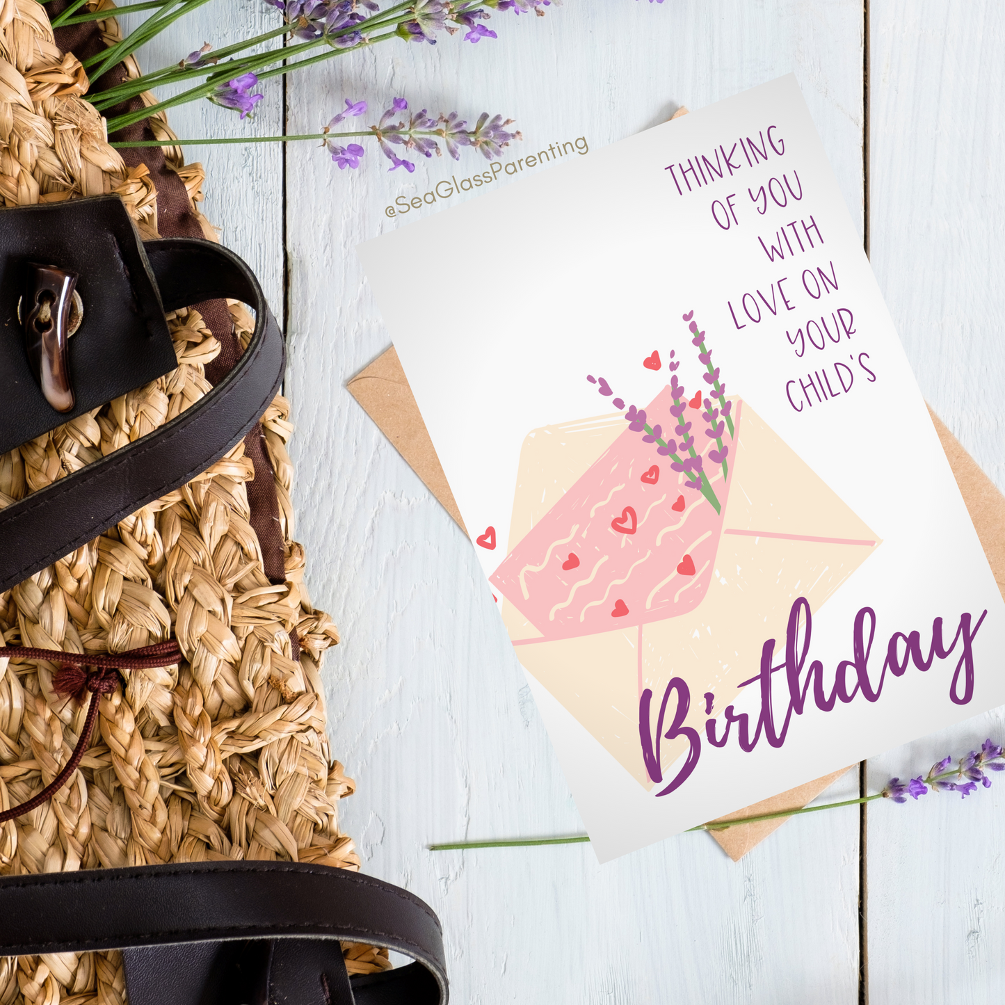 Floral Envelope, Thinking of You with Love on Your Child's Birthday—Baby Loss Birthday (greeting card)