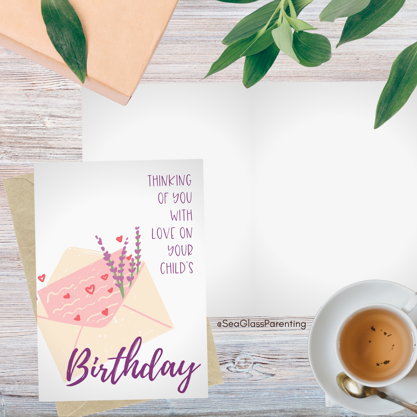 Floral Envelope, Thinking of You with Love on Your Child's Birthday—Baby Loss Birthday (greeting card)