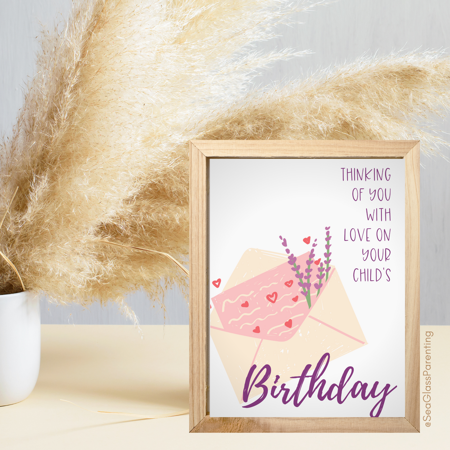 Floral Envelope, Thinking of You with Love on Your Child's Birthday—Baby Loss Birthday (greeting card)