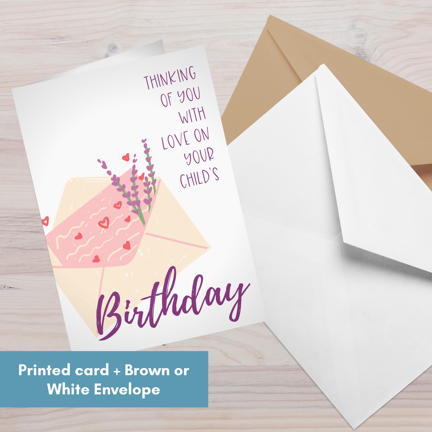 Floral Envelope, Thinking of You with Love on Your Child's Birthday—Baby Loss Birthday (greeting card)