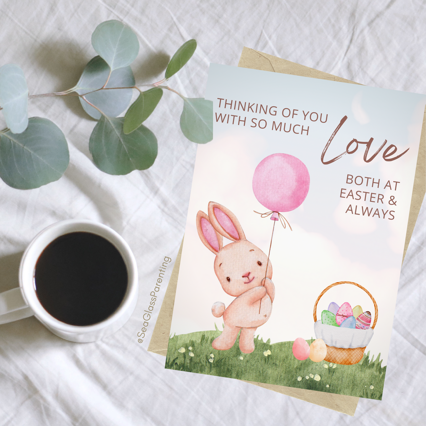Easter Bunny Basket, Thinking of You with So Much Love, Both at Easter and Always—Holidays After Loss (greeting card)