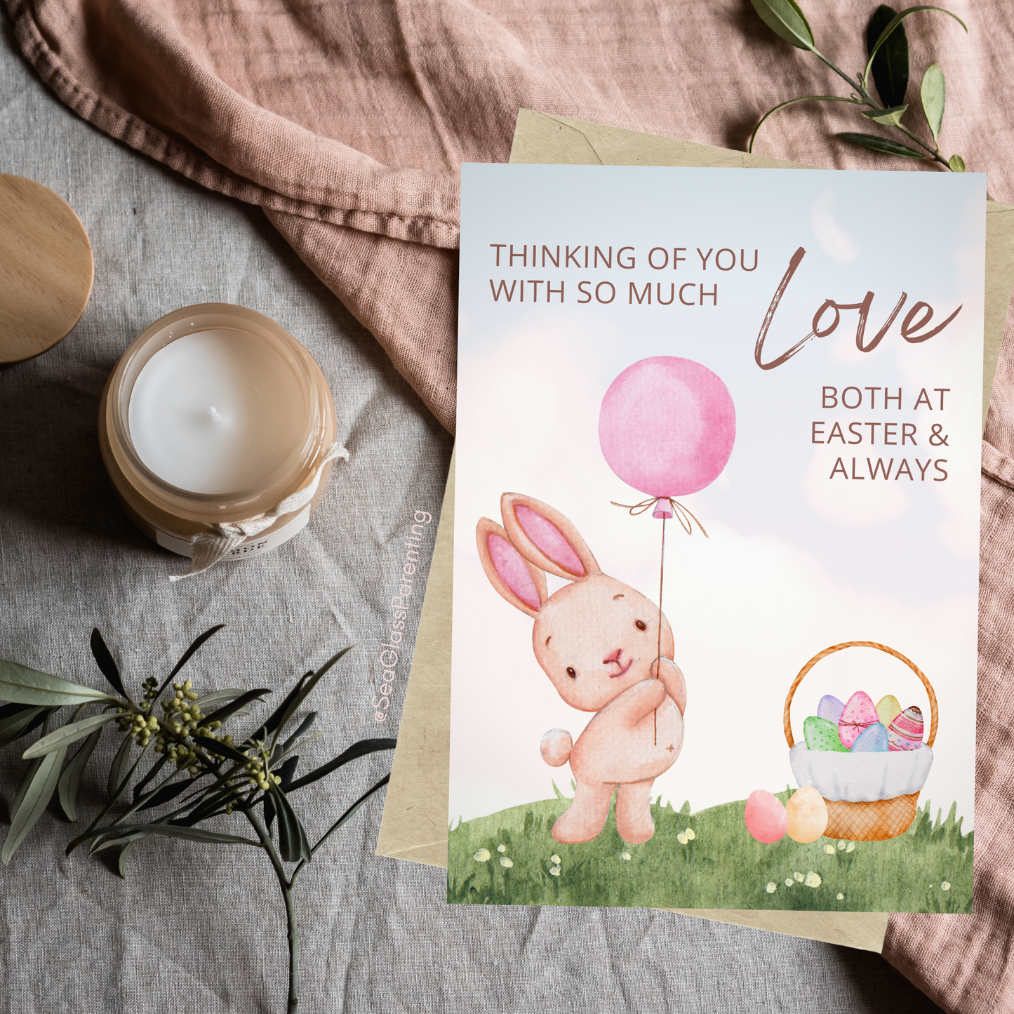 Easter Bunny Basket, Thinking of You with So Much Love, Both at Easter and Always—Holidays After Loss (greeting card)