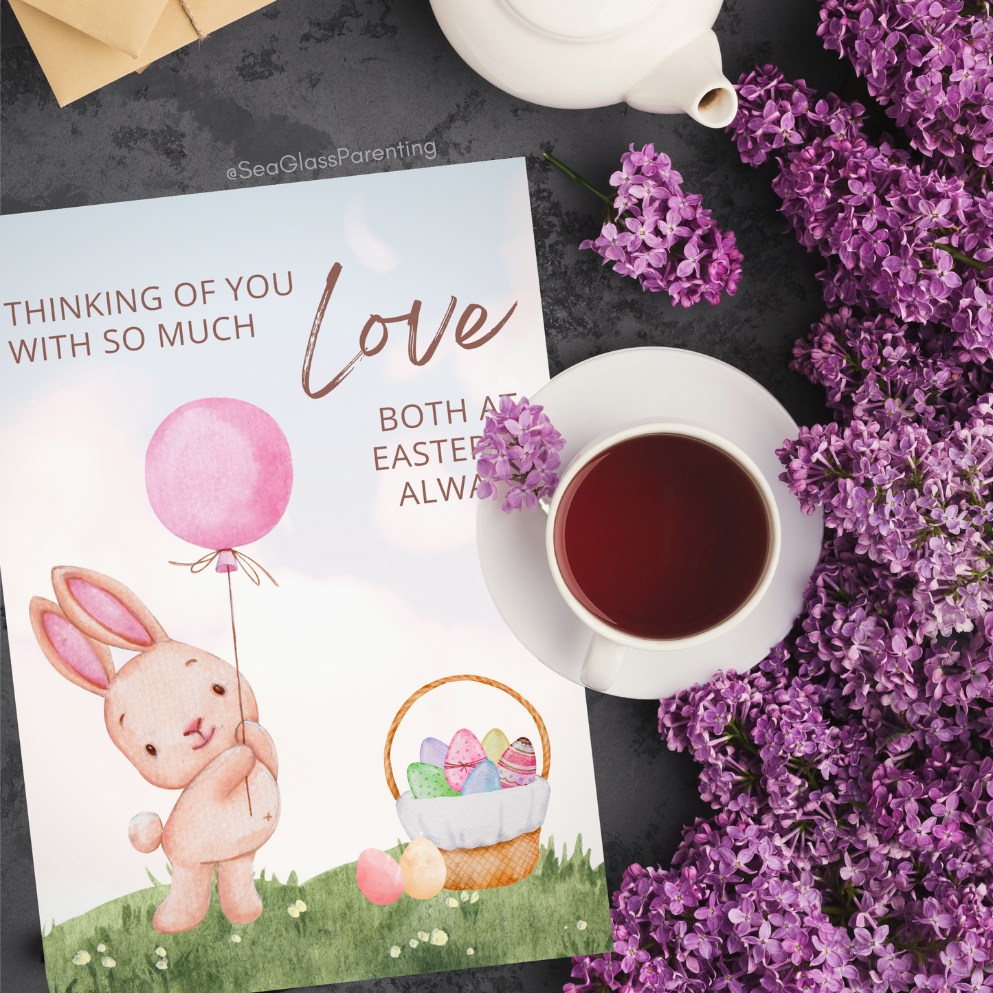 Easter Bunny Basket, Thinking of You with So Much Love, Both at Easter and Always—Holidays After Loss (greeting card)