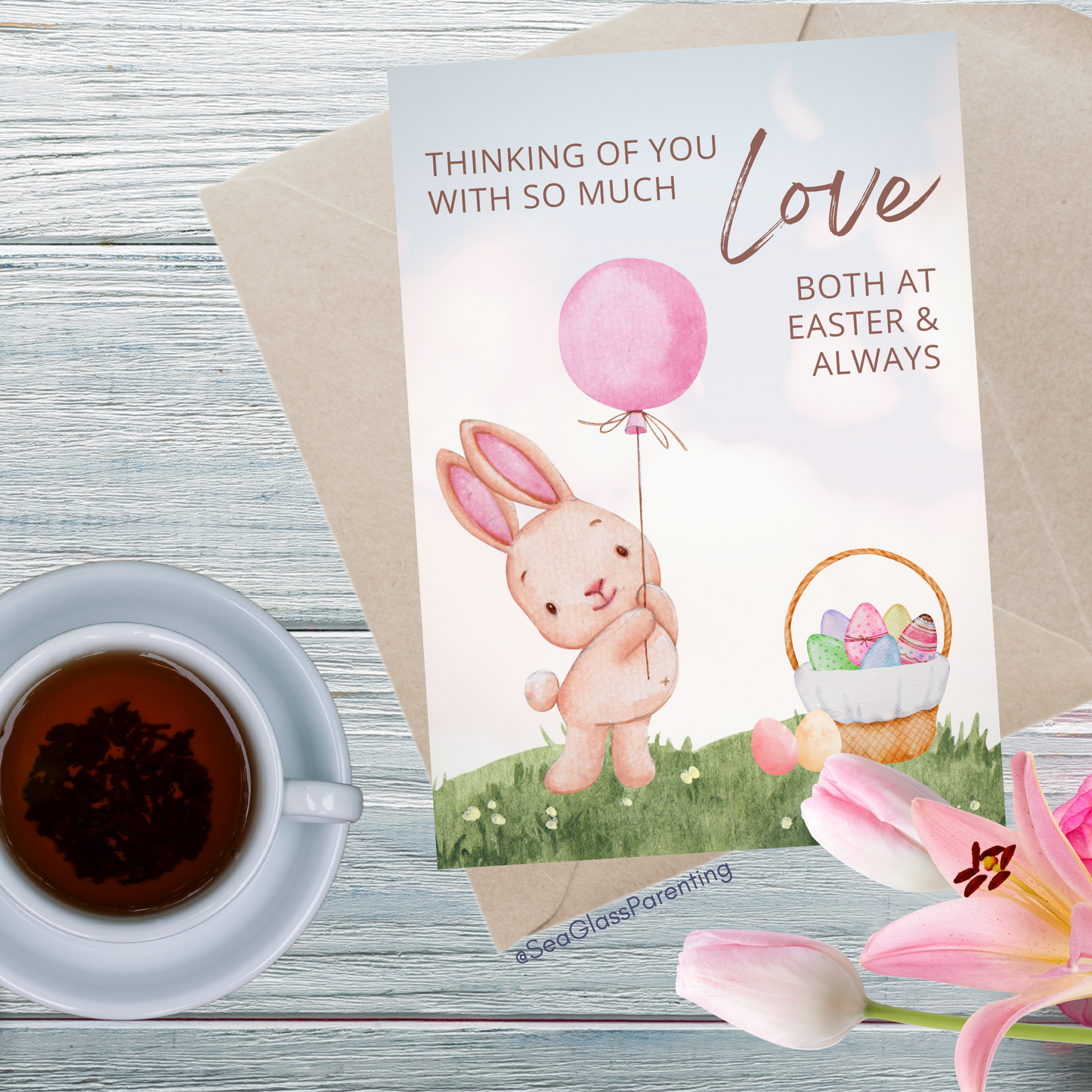 Easter Bunny Basket, Thinking of You with So Much Love, Both at Easter and Always—Holidays After Loss (greeting card)
