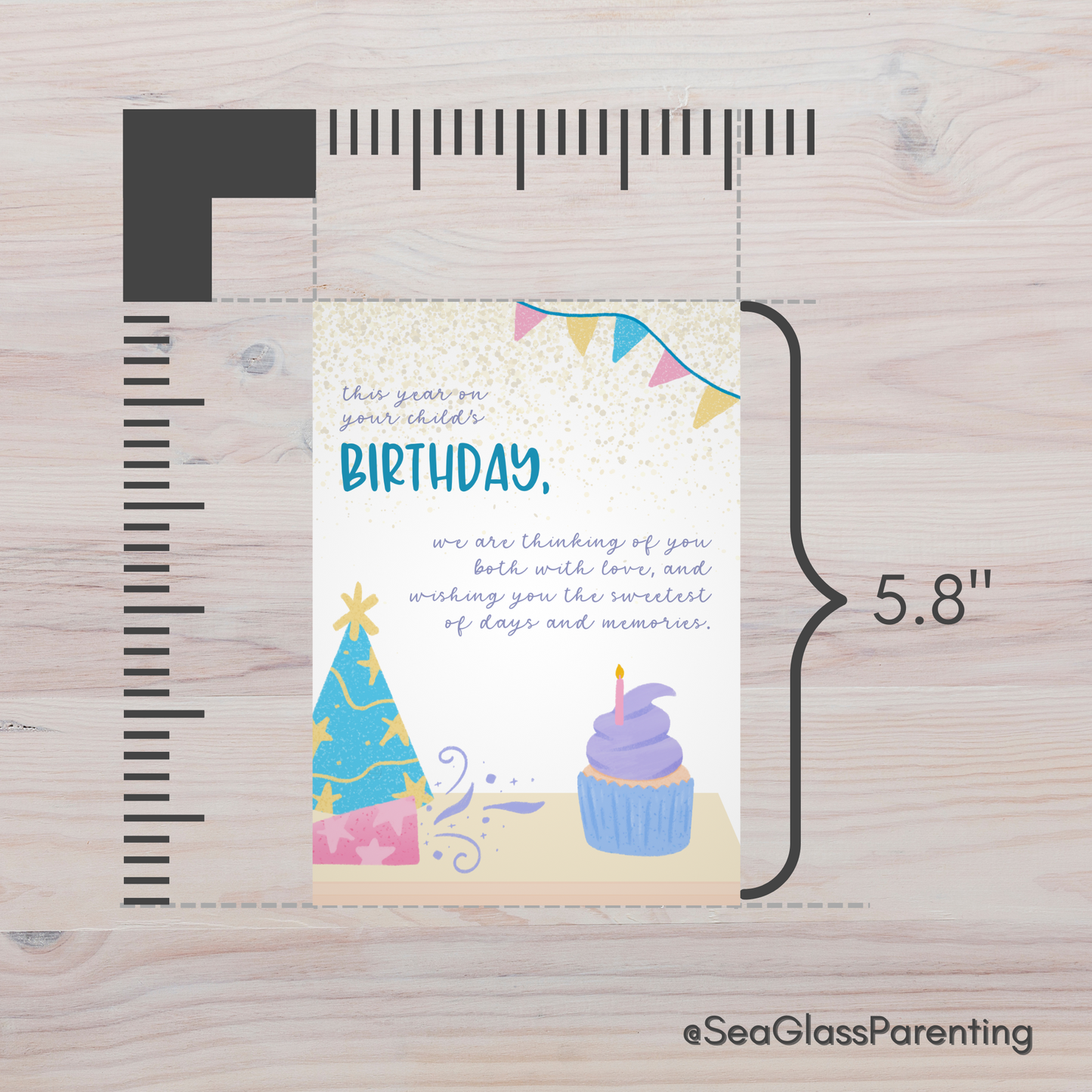 Cupcake and Streamers, This Year on Your Child's Birthday We are Thinking of You Both with Love—Baby Loss Birthday (greeting card)