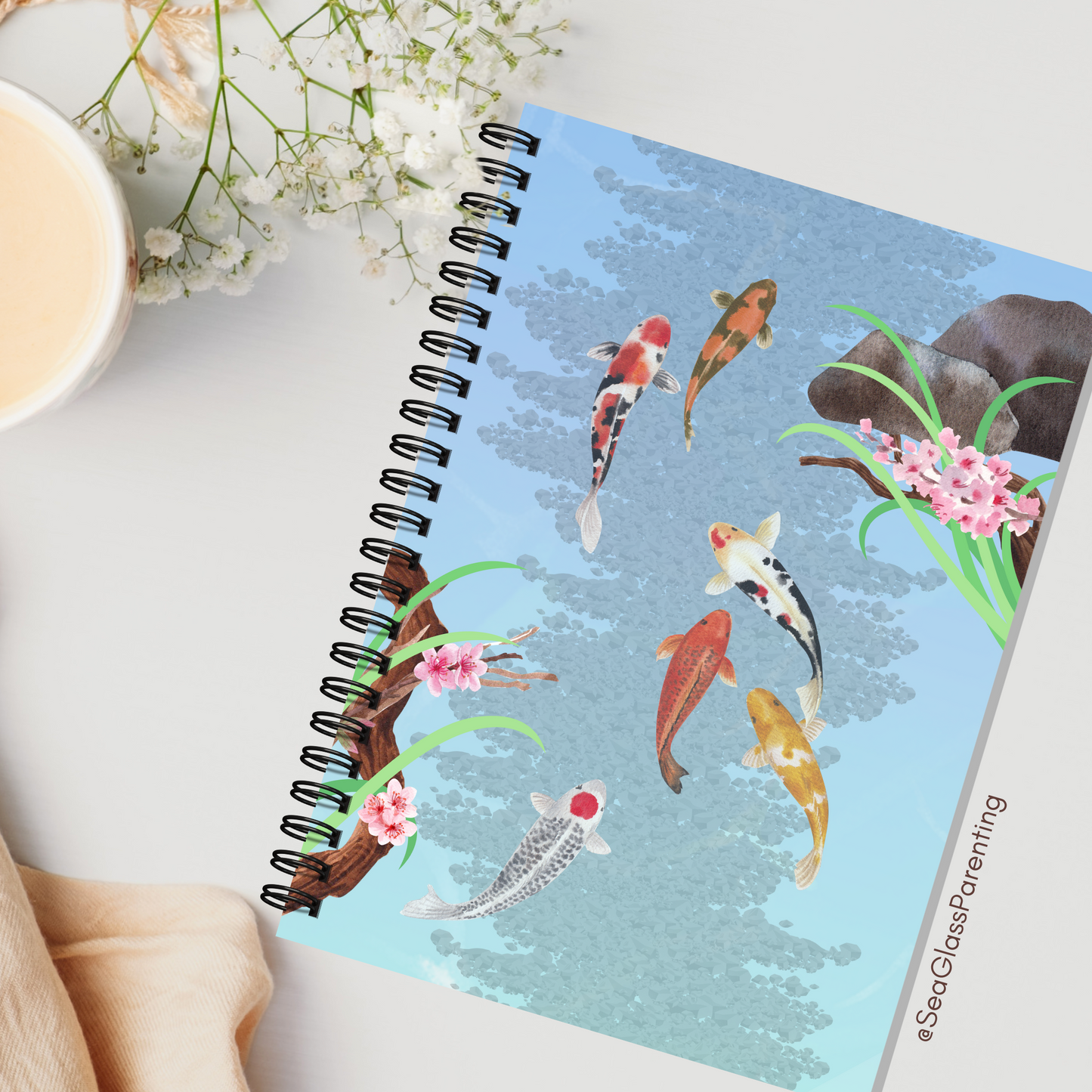 Koi Fish Swimming—Mental health Journal (spiral journal notebook)