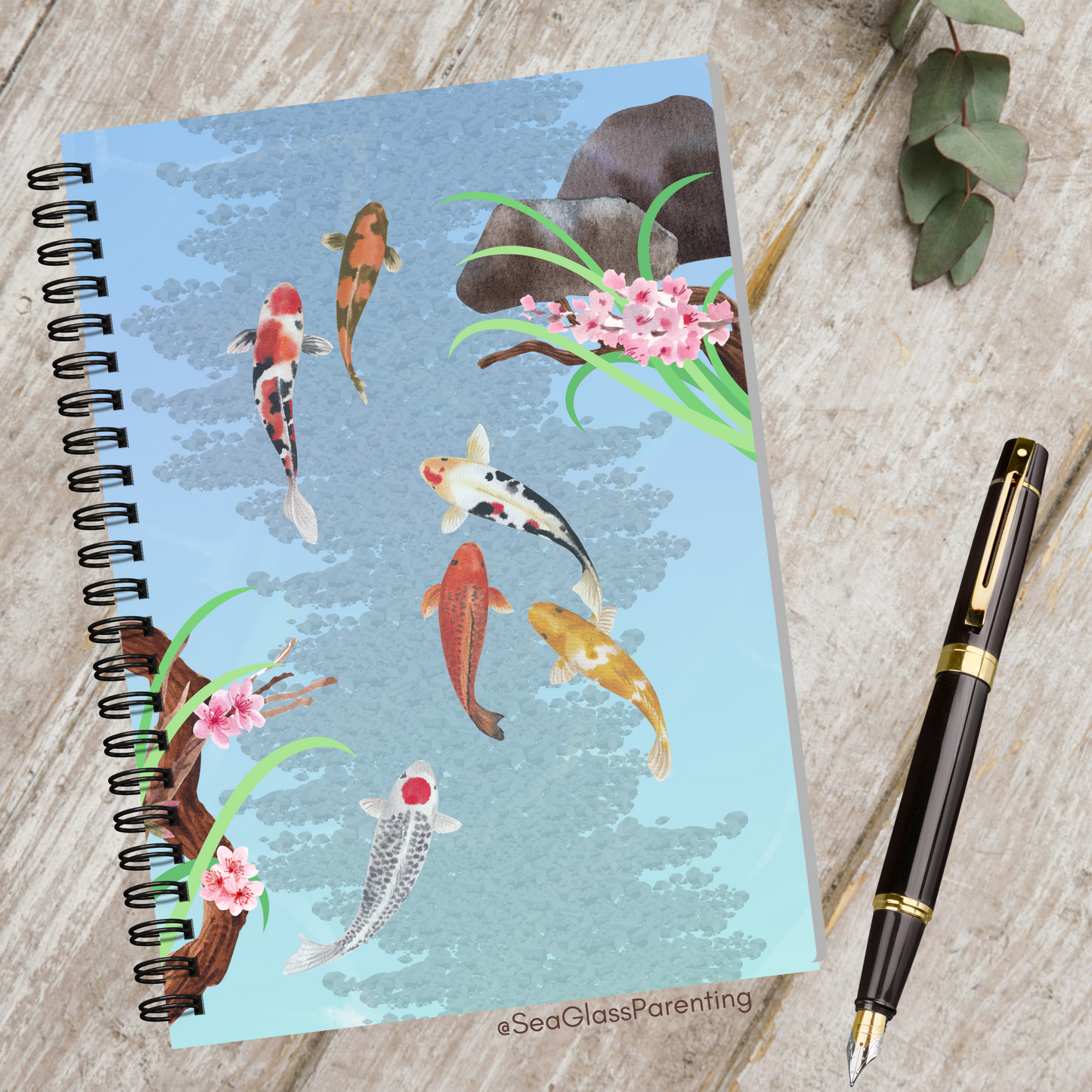 Koi Fish Swimming—Mental health Journal (spiral journal notebook)